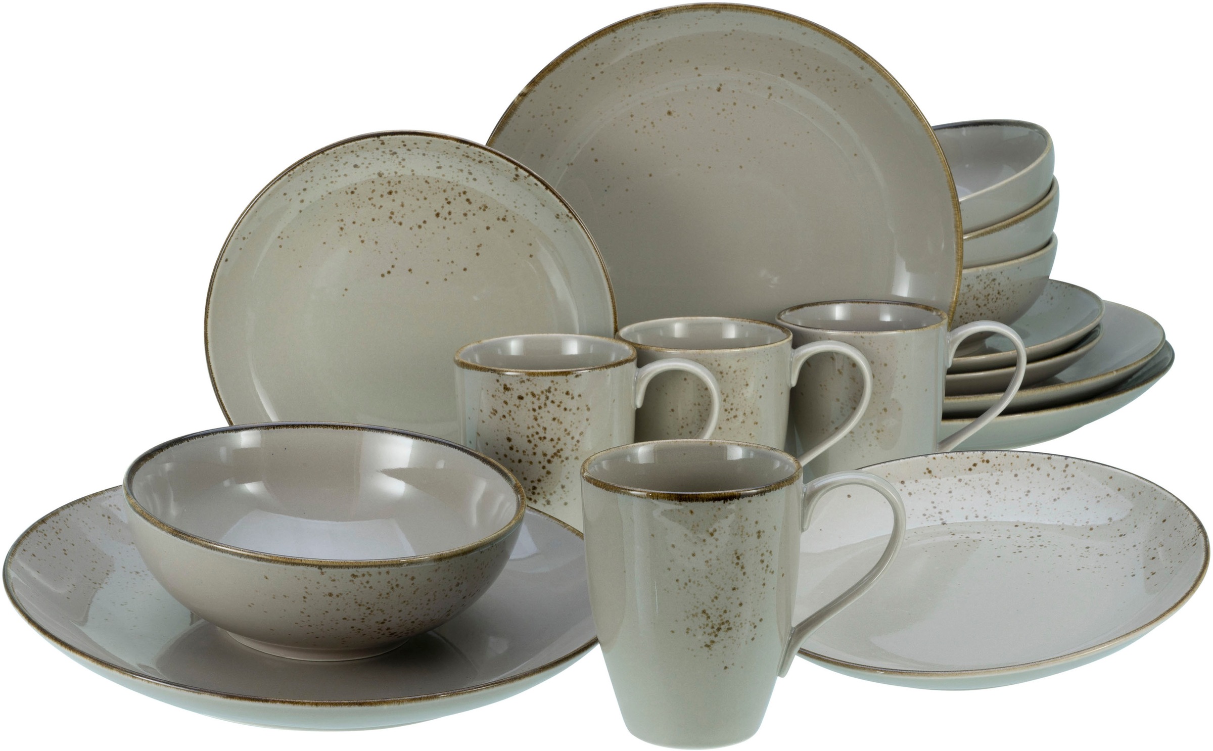 CreaTable Kombiservice »Nature Collection BAUR 16 | tlg.), (Set, handwerklicher Vintage-Look Grey«