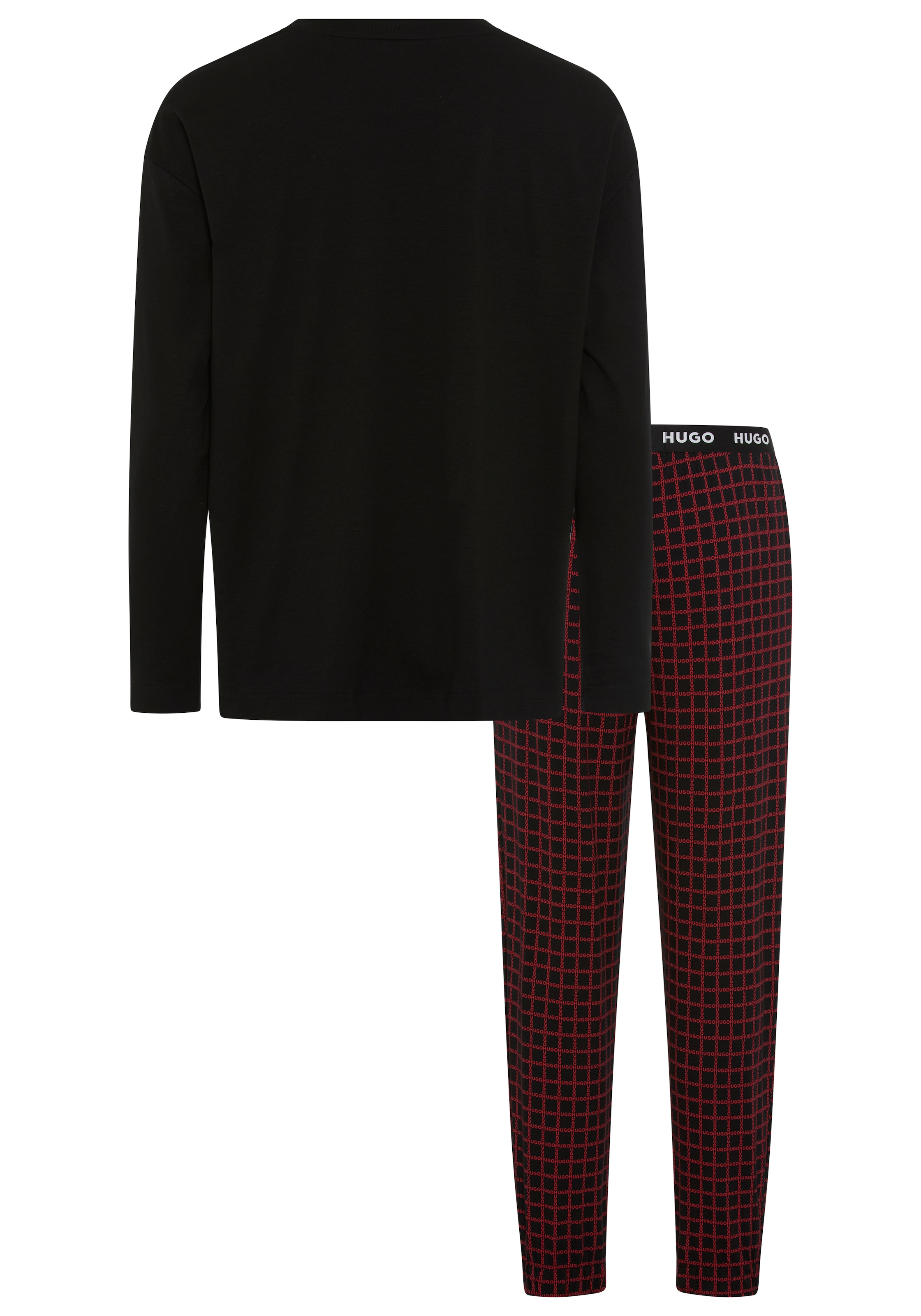 HUGO Underwear Pyjama, (Set, 2 tlg.), Rundhalsausschnitt, elastischer Logobund