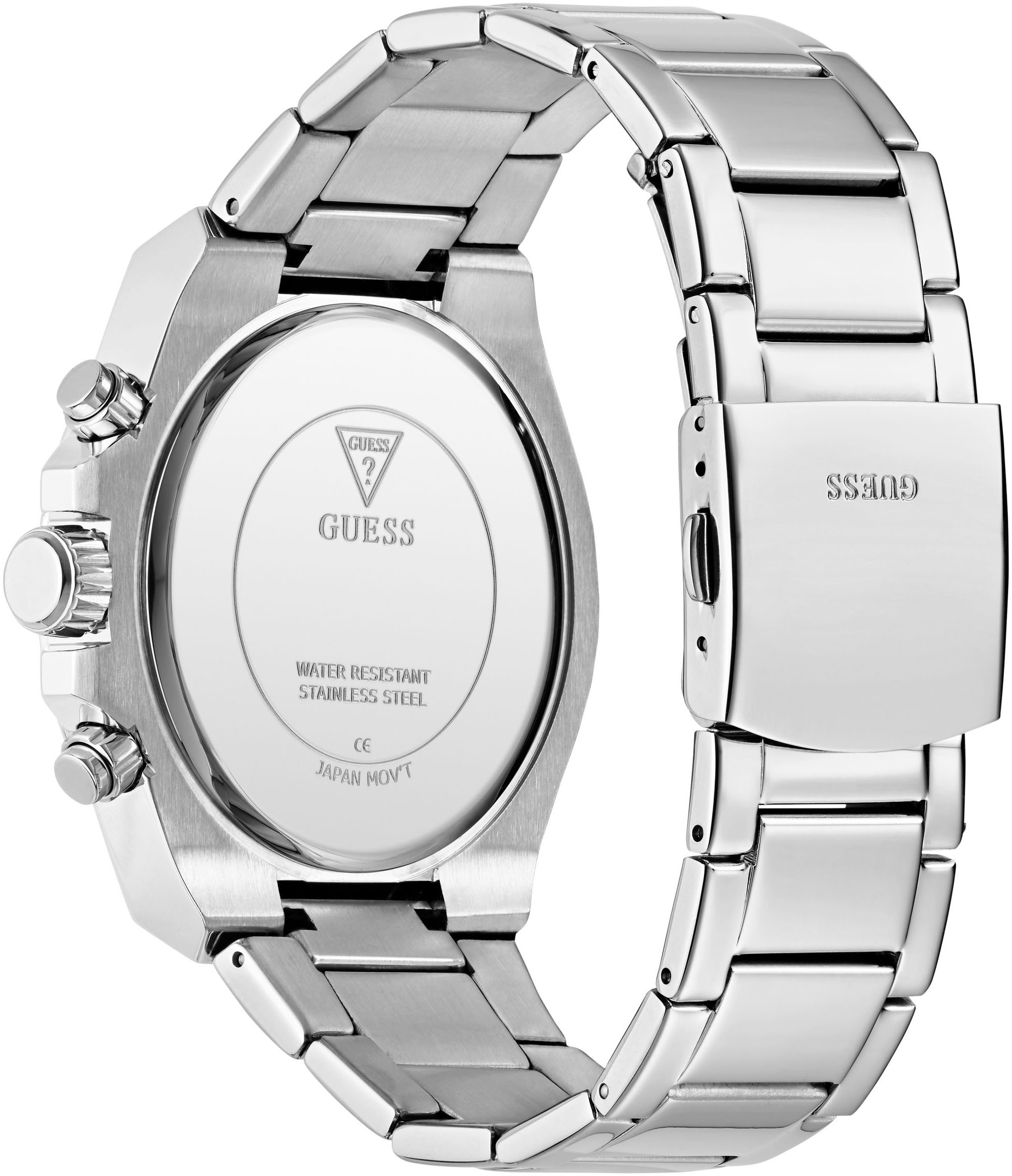 Guess Multifunktionsuhr »FURY«, Quarzuhr, Armbanduhr, Herrenuhr, Datum, Wochentag, Edelstahlarmband