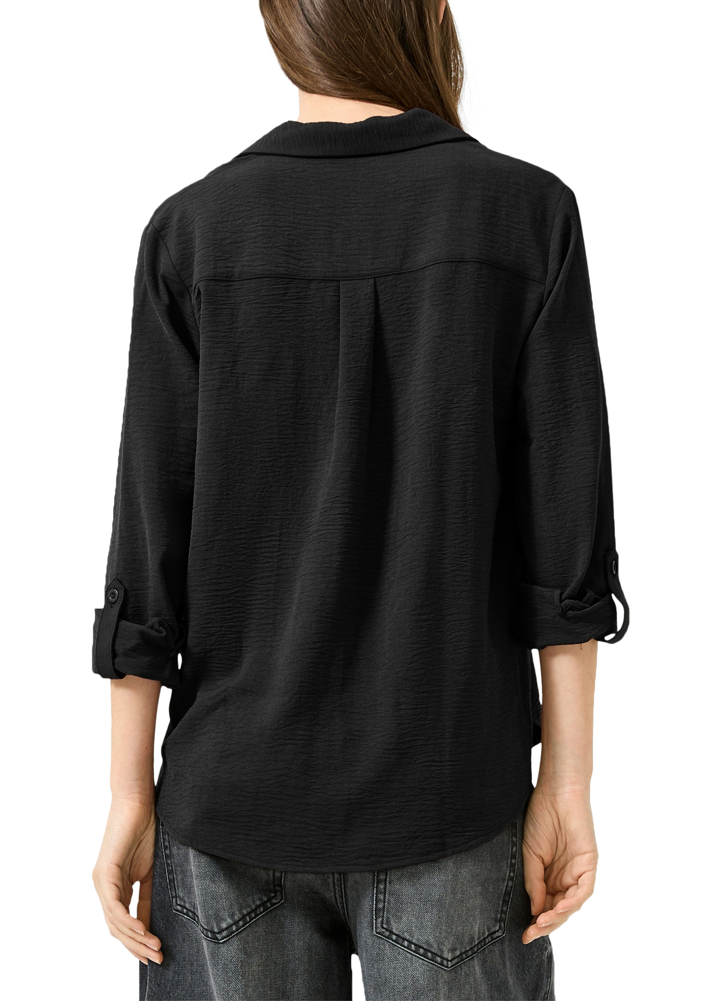 QS Langarmbluse mit Knopfleiste und Brusttaschen