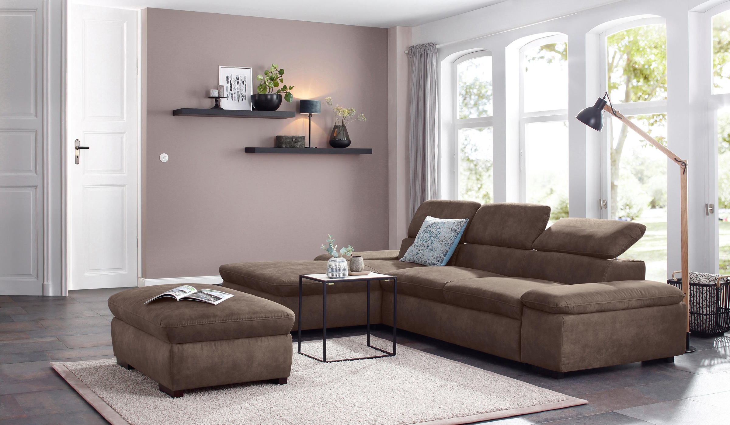 Home affaire Ecksofa »Alberto L-Form«, mit Kopfteilverstellung, wahlweise mit Bettfunktion