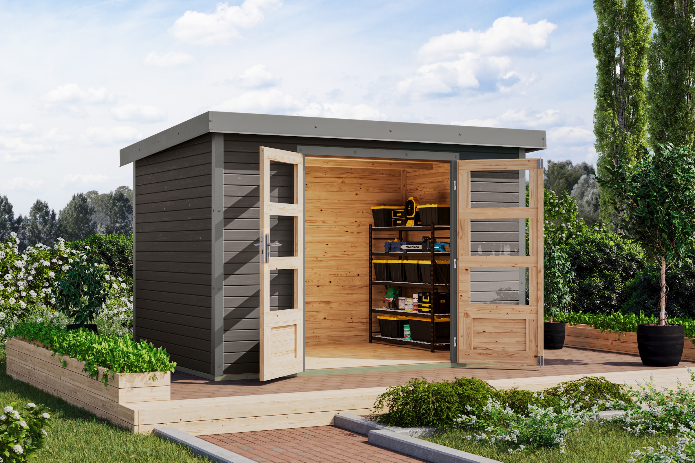 Karibu Gartenhaus "Jupiterino 4, in verschiedenen Farben"