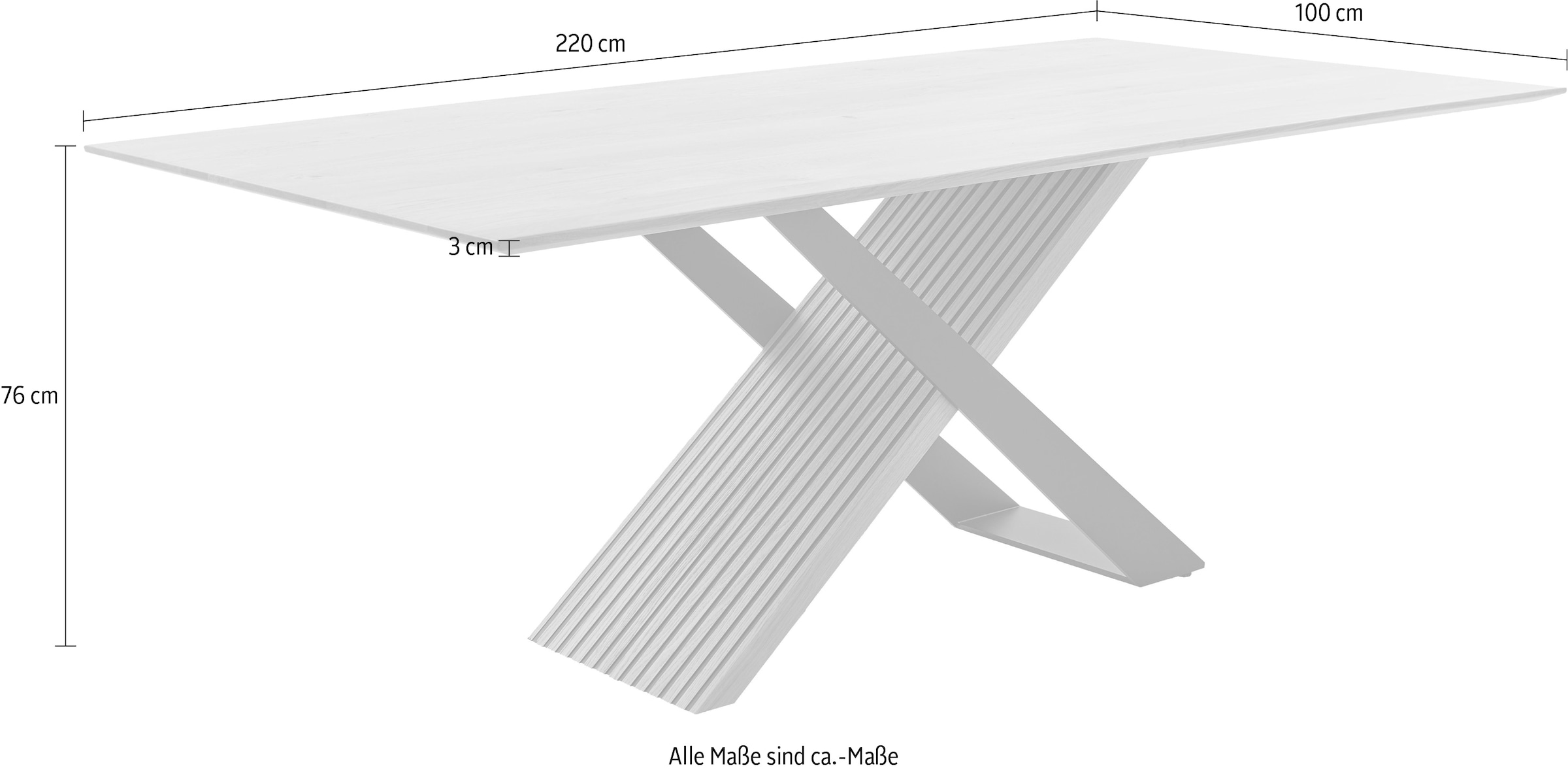 NIEHOFF SITZMÖBEL Esstisch »Lambada«, Grafik-Gestell mit Lamellenoptik, verschiedene Maße Höhe 76