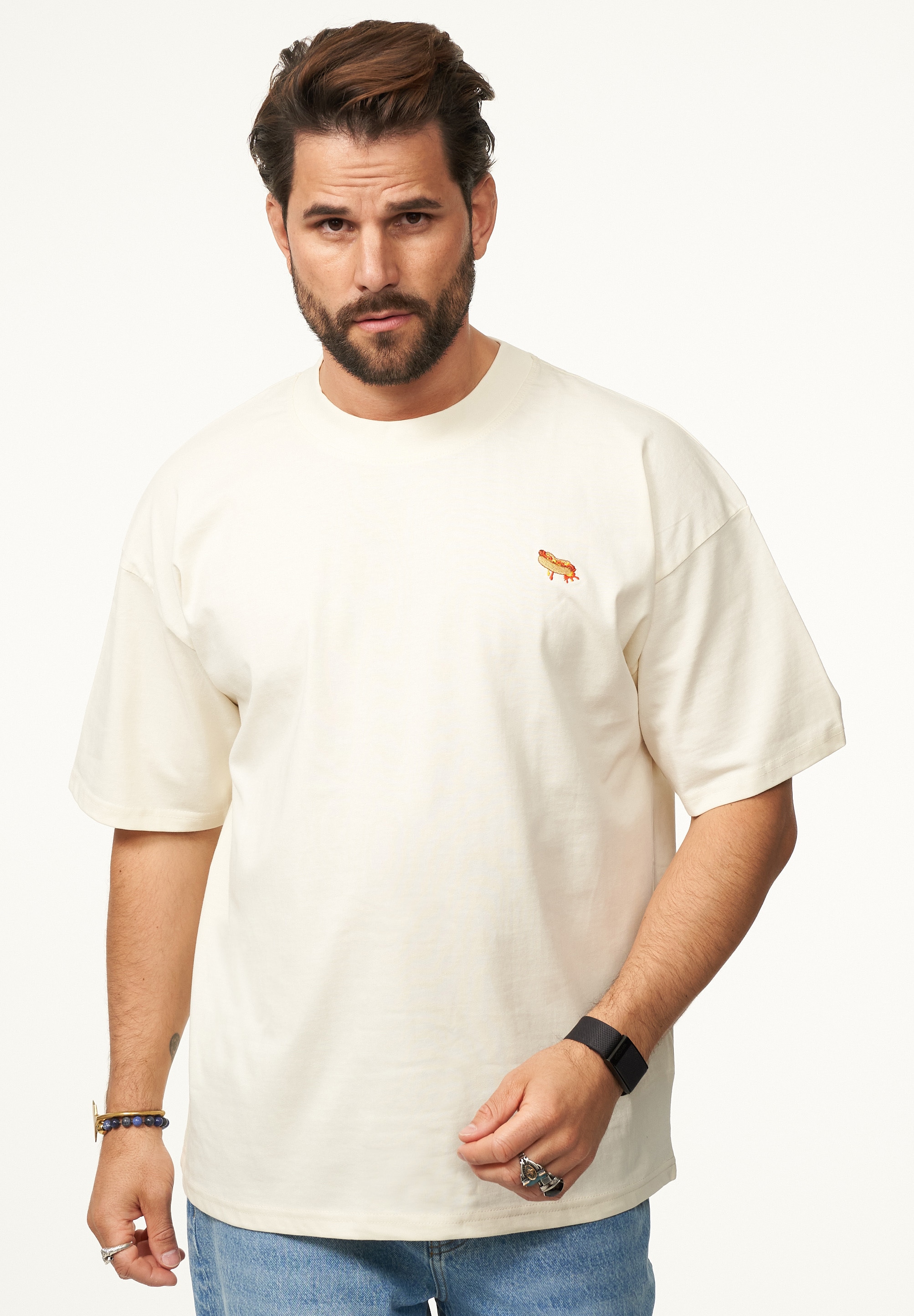SOULSTAR T-Shirt »Kurzarm Oversize aus 100% Baumwolle mit Rundhalsausschnitt Crew Neck für Herren« Herren Oversize-Fit Kurzarm Shirt mit Rundhals-Ausschnitt
