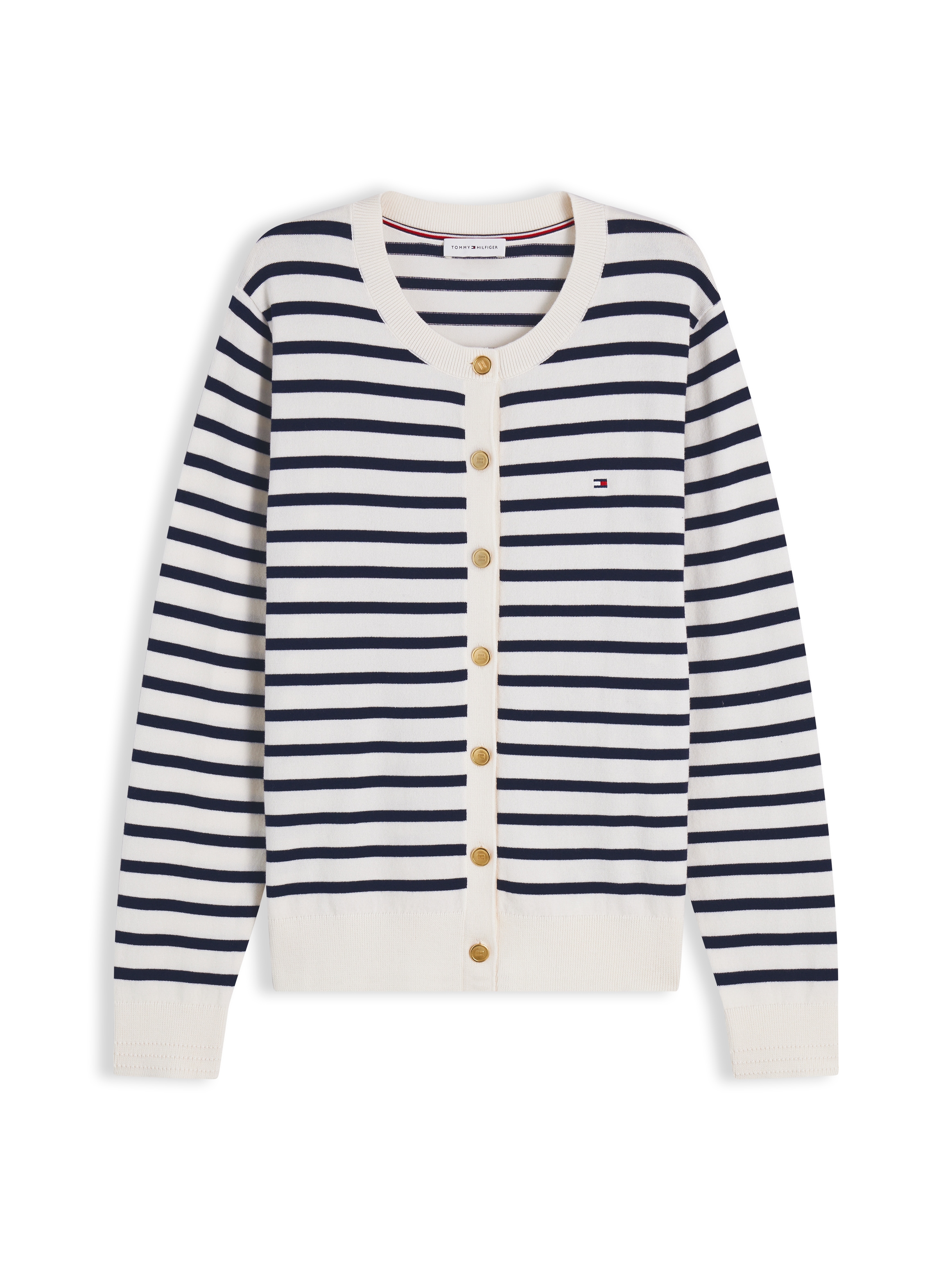 Tommy Hilfiger Strickjacke Baumwollmischung, goldfarbene Knöpfe