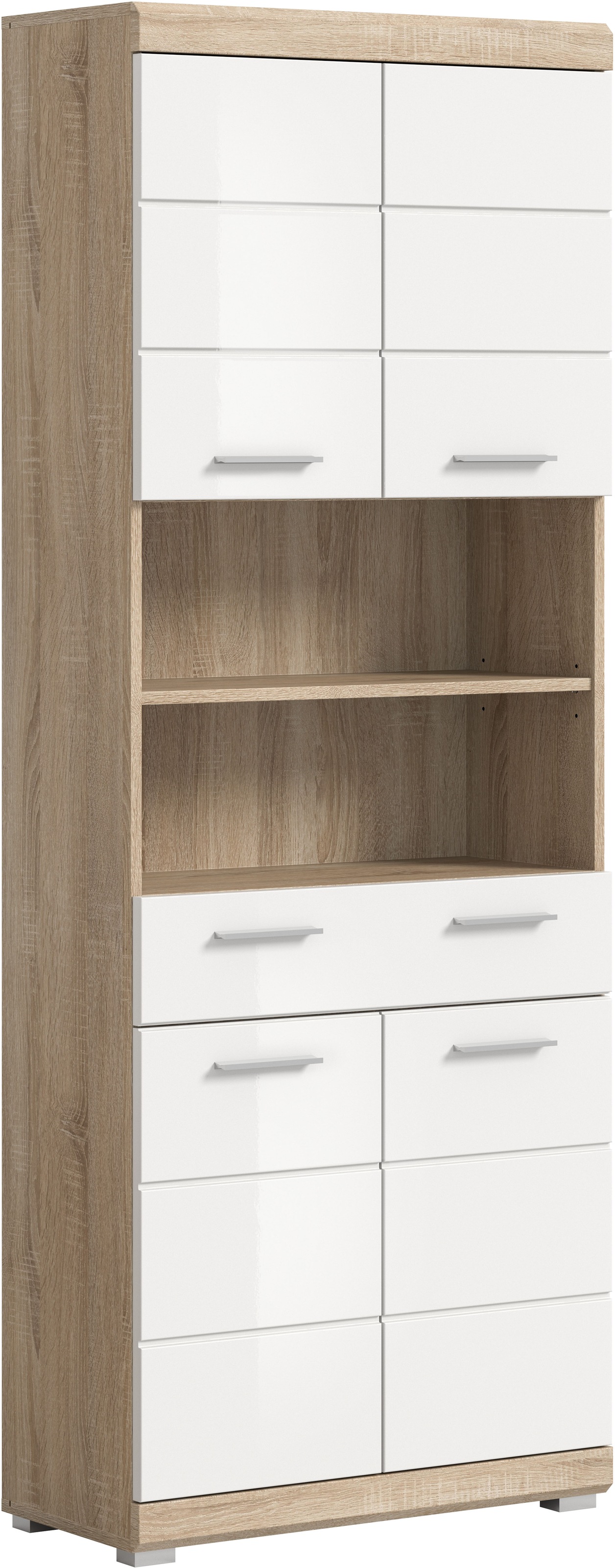 welltime Hochschrank "SIENA, Breite 74cm, 4 Türen, 1 Schubkasten, 2 offene günstig online kaufen
