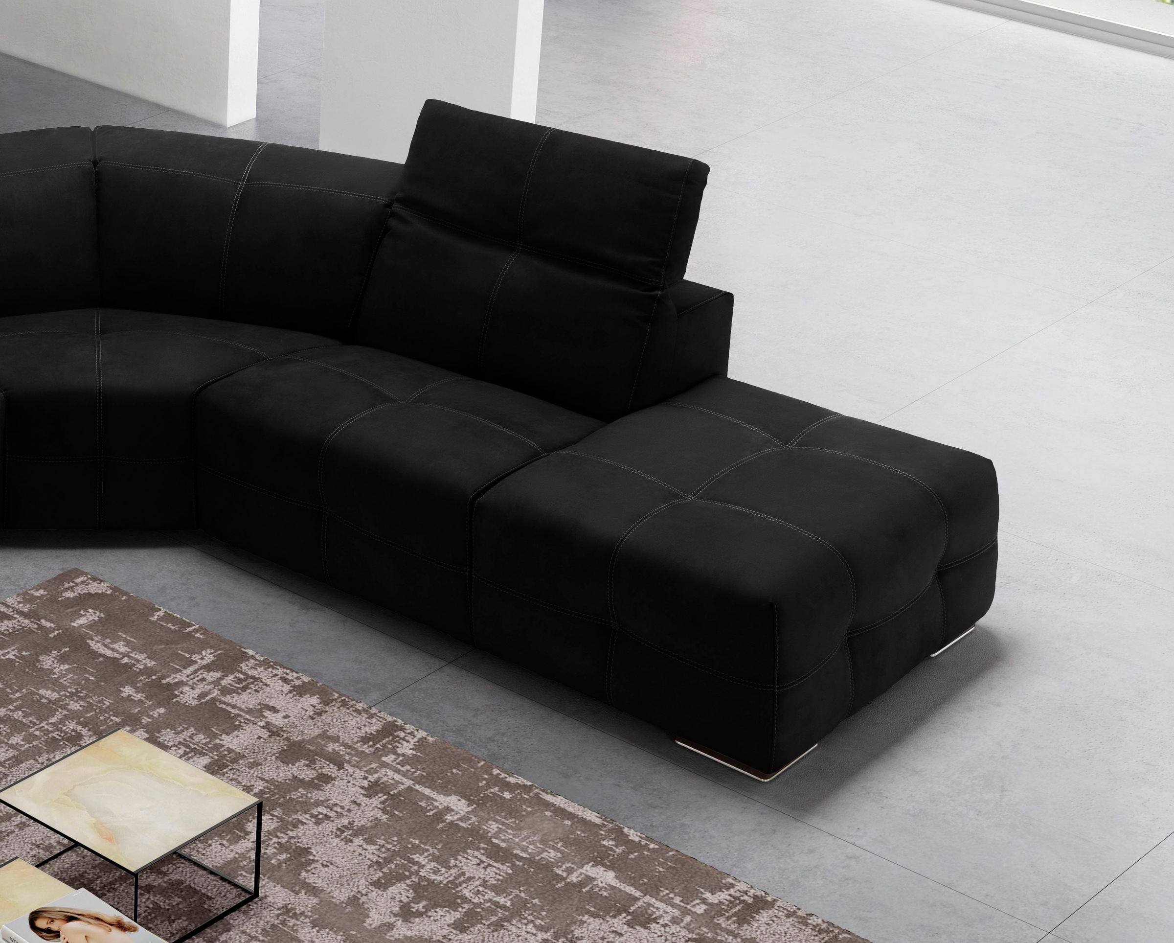 Egoitaliano Ecksofa »Sauvanne, Designsofa der Extraklasse, elegant und bequem«, wahlweise mit elektrischer Relaxfunktion, Kopfteilverstellung