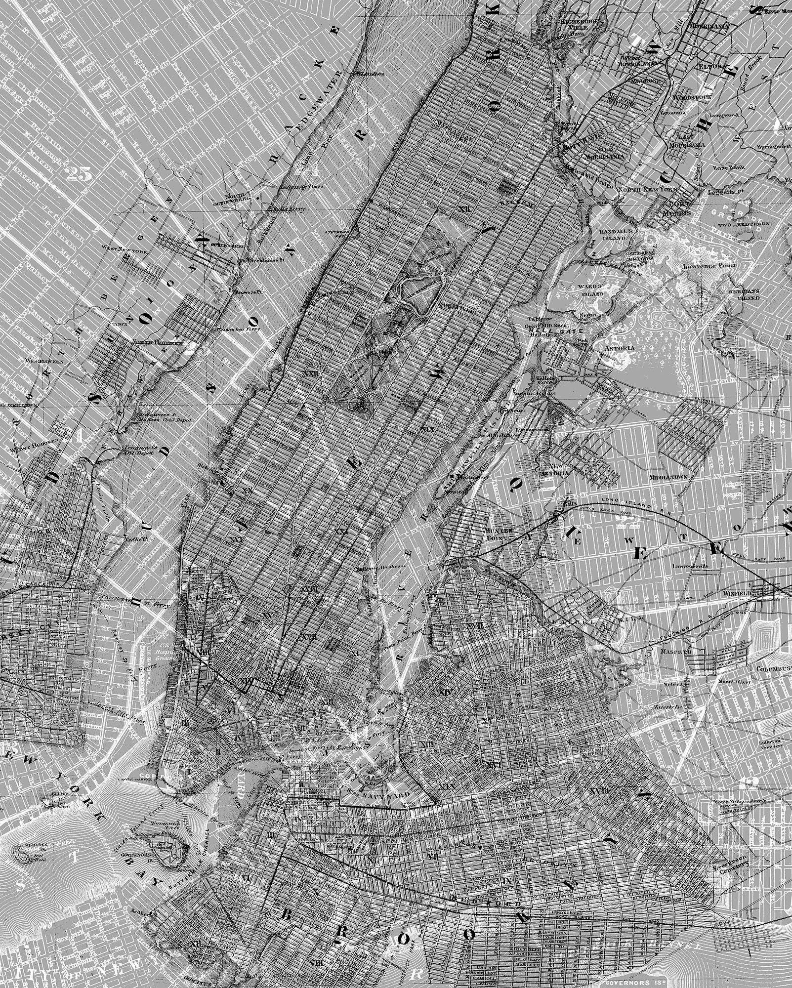 Komar Vliestapete "Digitaldruck Vlies - NYC Map - Größe 200 x 250 cm", bedruckt, Wohnzimmer, Schlafzimmer