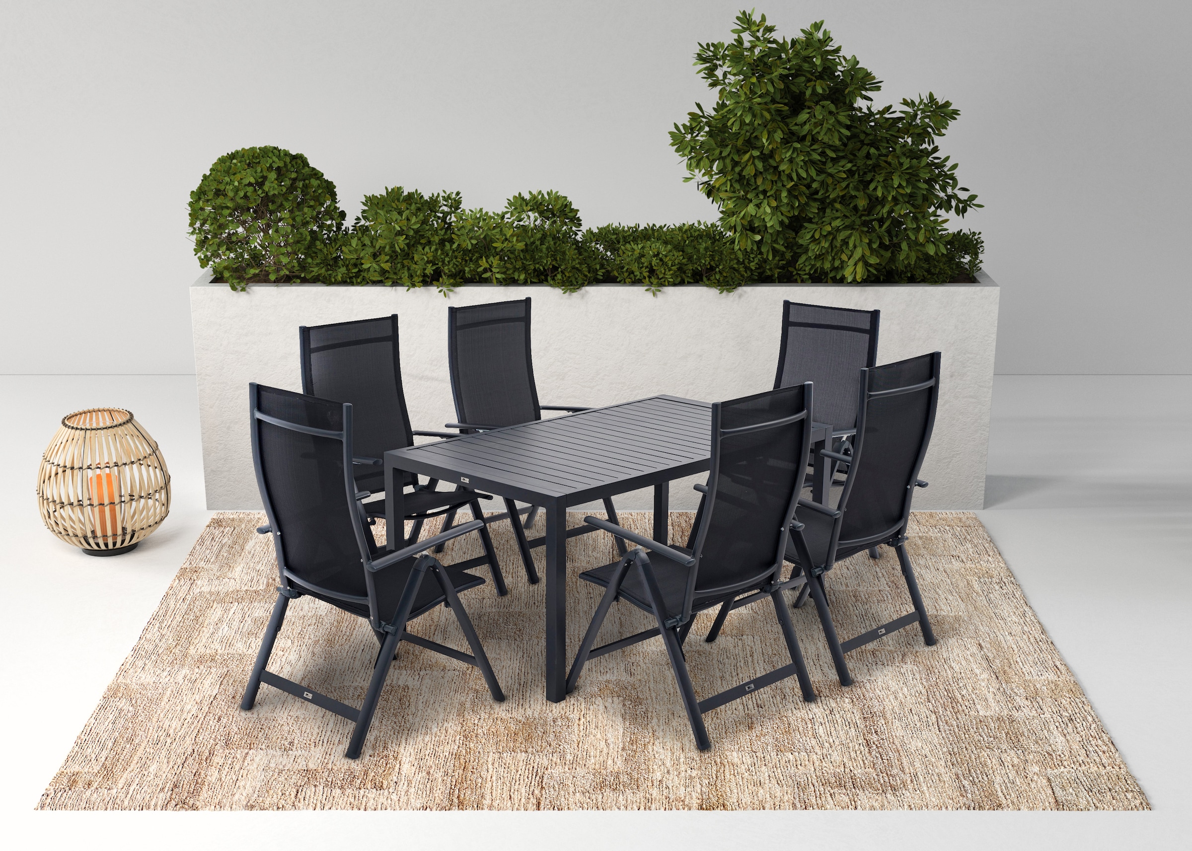 KONIFERA Garten-Essgruppe "Messina" 6x Sessel, 1x Tisch 160x90x74 cm, Alumi günstig online kaufen
