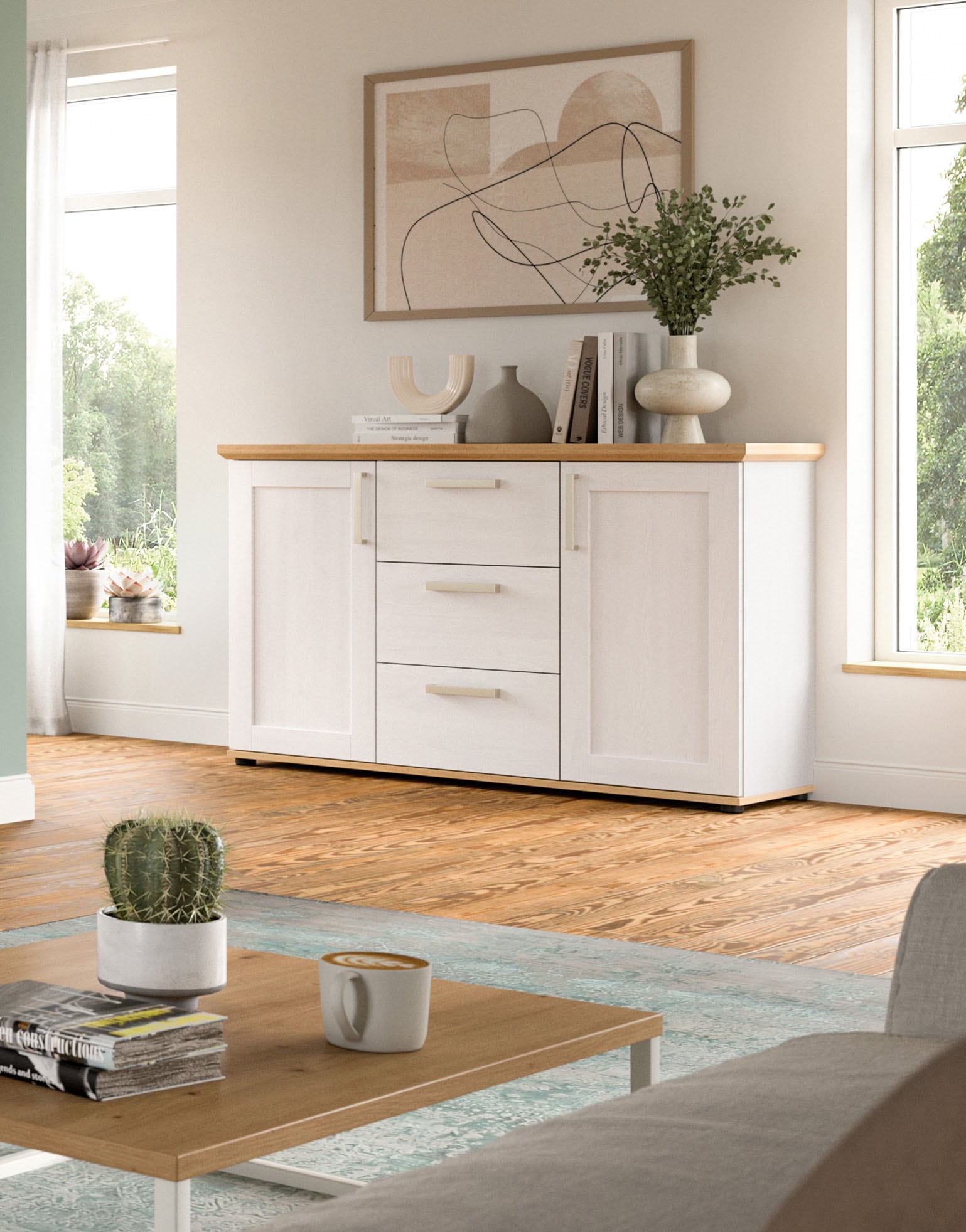 Home affaire Sideboard »Cosenza«, Cosenza Sideboard 129 cm, 2 Türen, 4 Fächer, Sideboard, Wohnzimmer