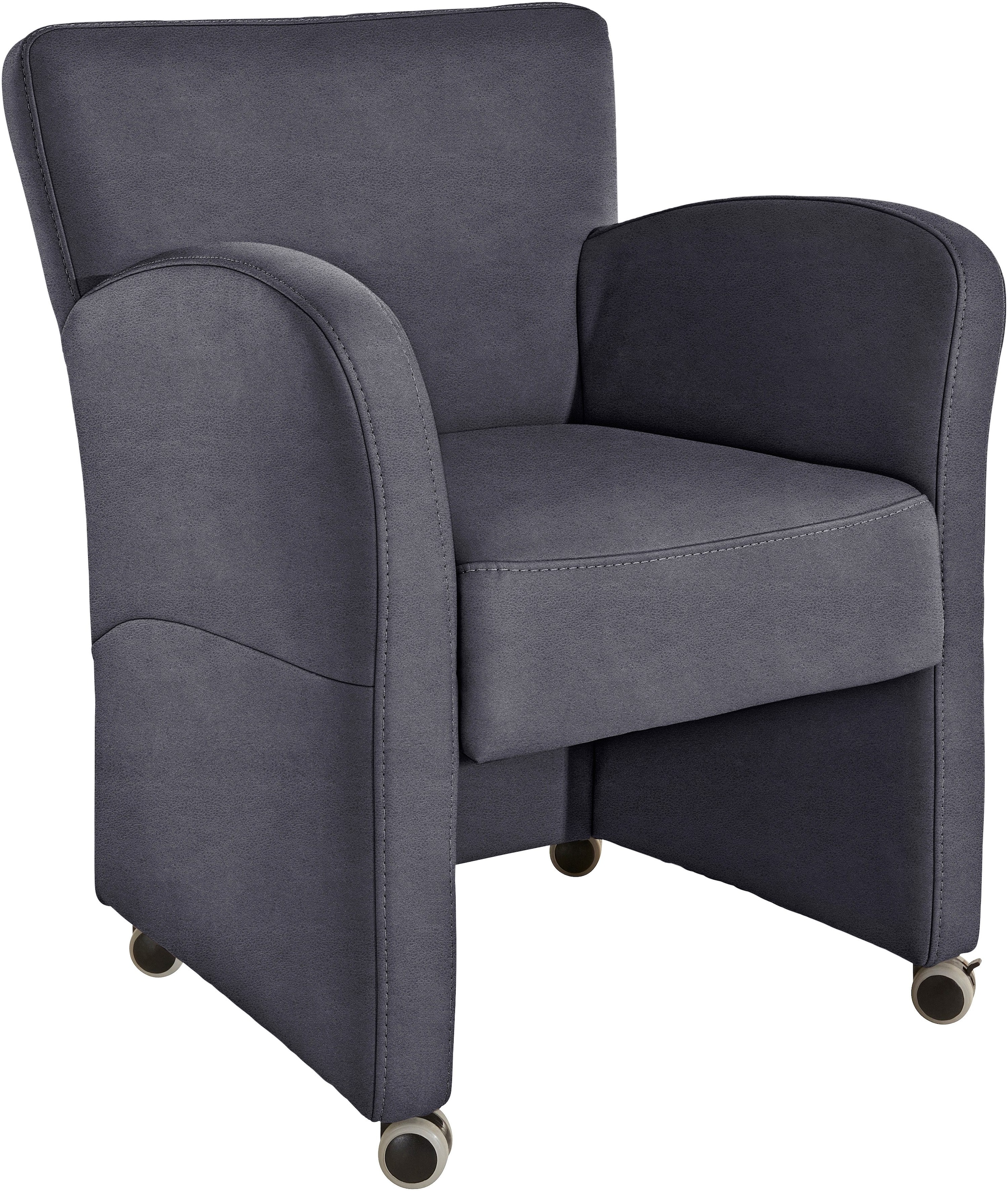 exxpo - sofa fashion Sessel "Cortado, Loungesessel auf Rollen, schmale Armlehnen, bequem" hohe Bodenfreiheit, schöne Detailverarbeitung