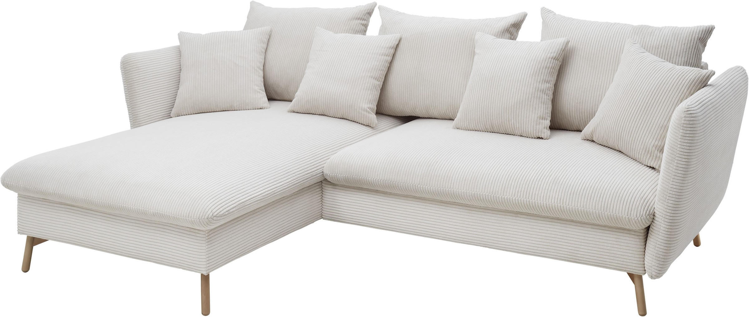 andas Ecksofa »MERLE, 258 cm, L-Form, traumhafter Cord,«, mit Bettfunktion und Bettkasten, Liegefläche 224 x 139