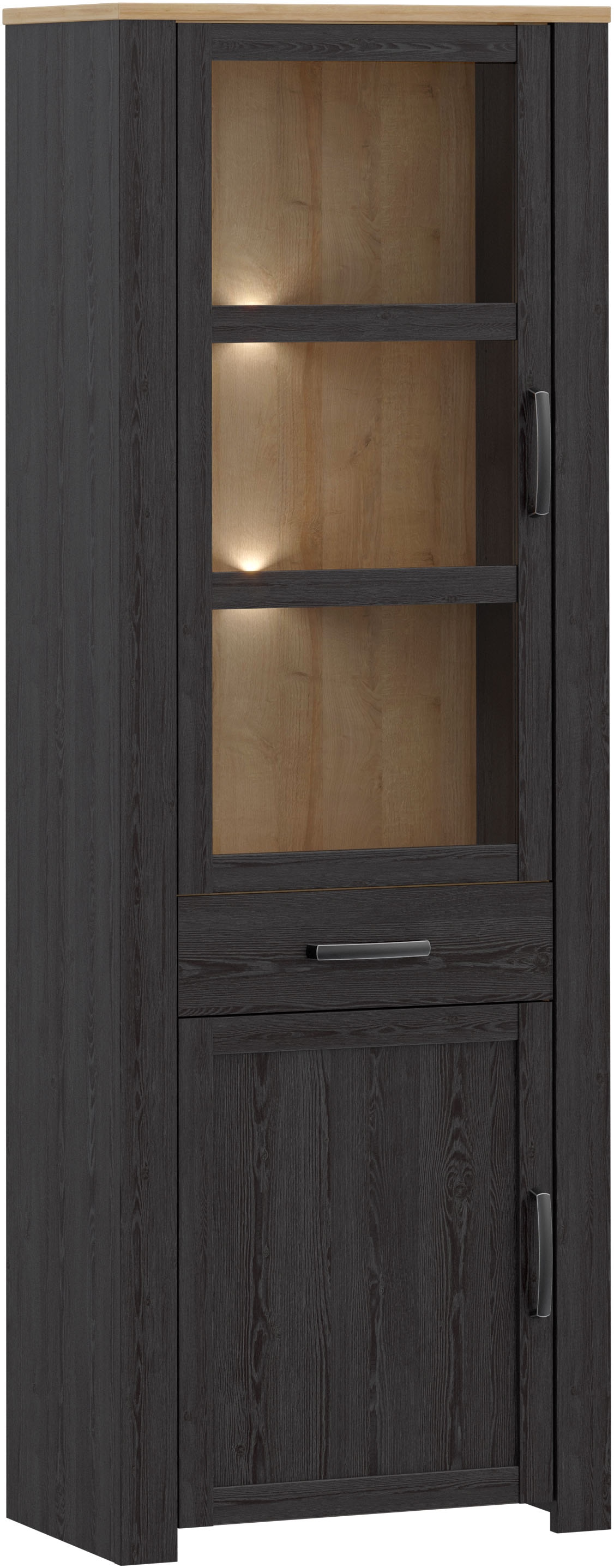 FORTE Highboard »Bohol, Vitrine, 1 Glastüre,1 SK, 1 Türe« B/H/T 71,7/205,4/42 cm Beleuchtung optional bestellbar