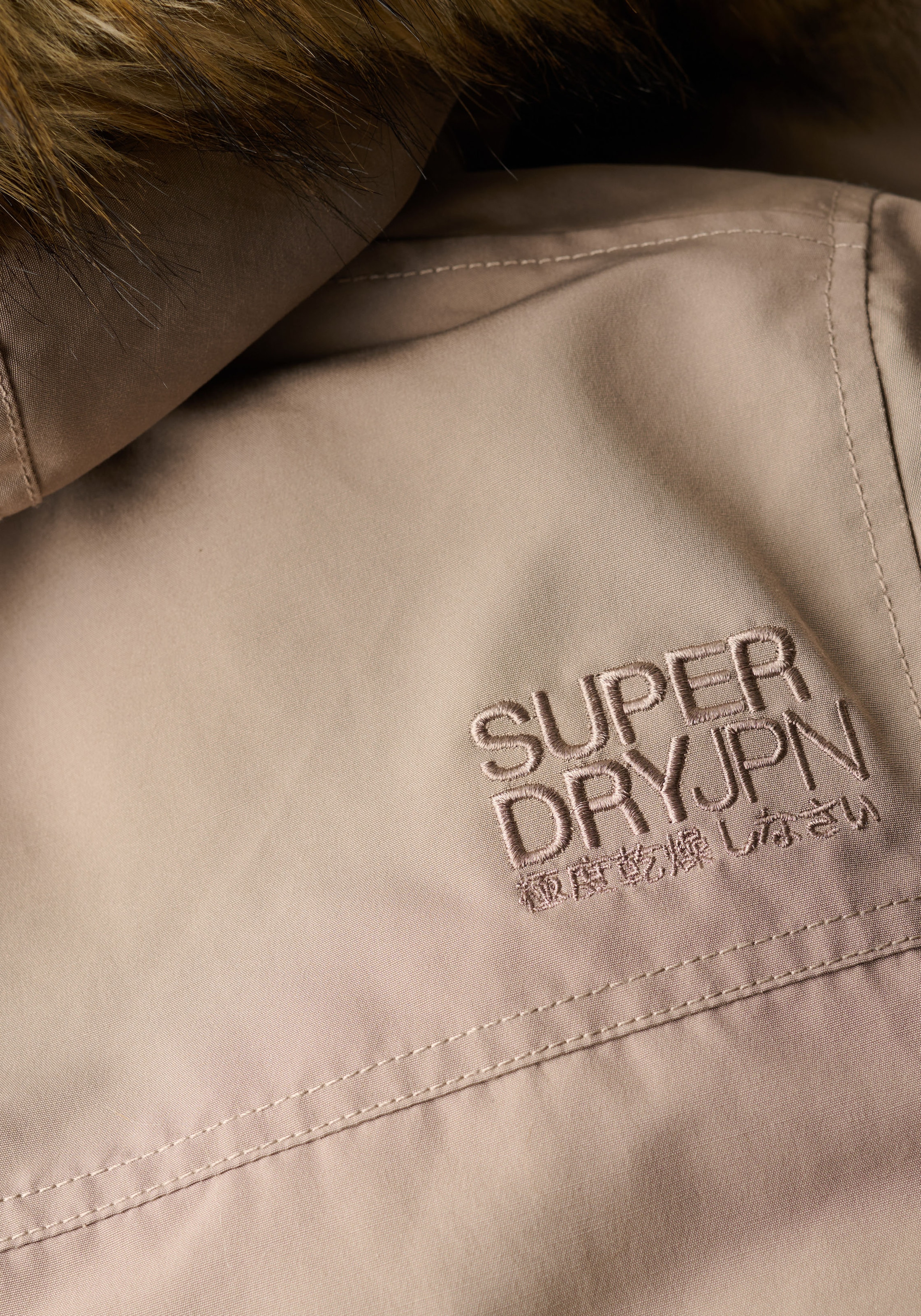 Superdry Steppjacke »EVEREST FAUX FUR PARKA JACKET«, mit Kapuze