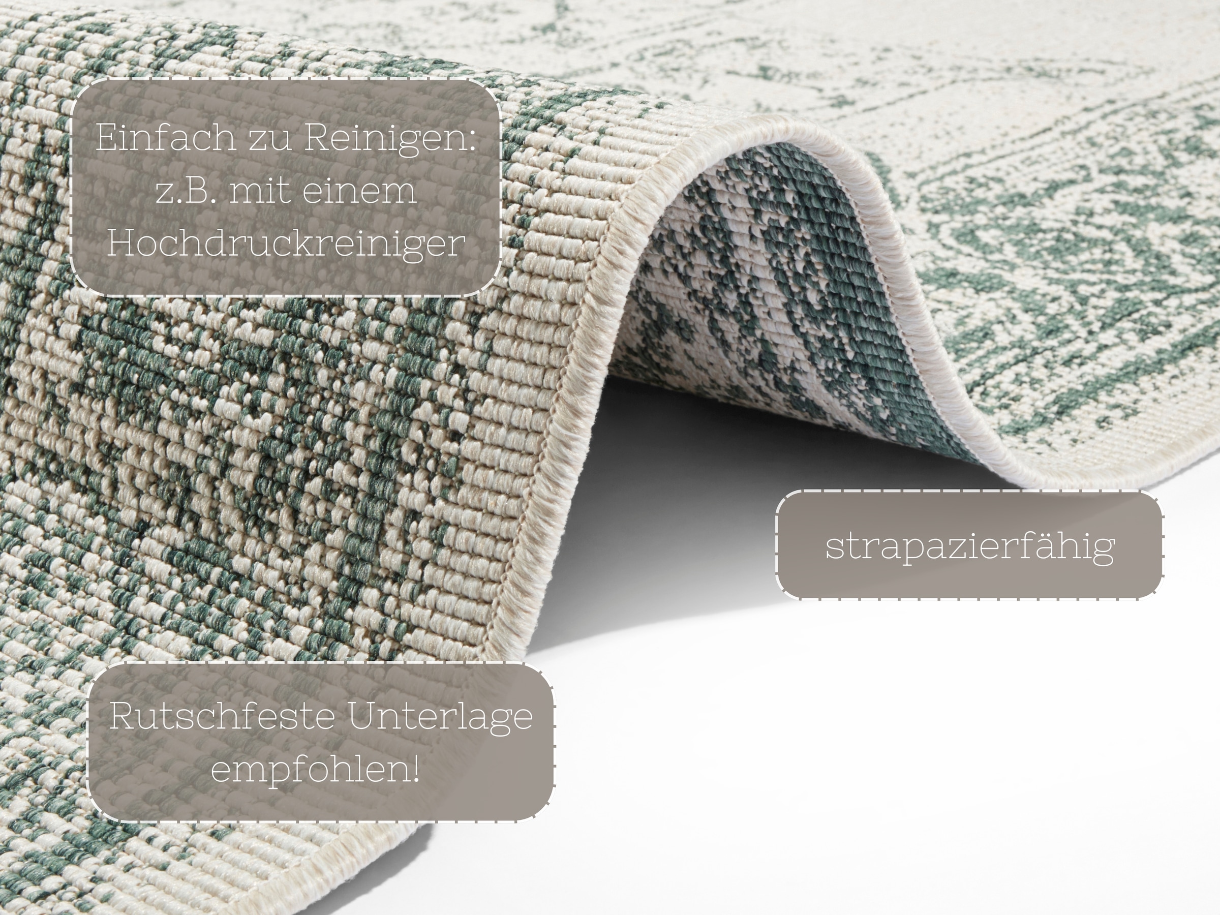 NORTHRUGS Teppich »Borbon Wendeteppich«, rechteckig, 5 mm Höhe, In-& Outdoor, Wetterfest, Balkon, Garten, Wohnzimmer, Wasserfest