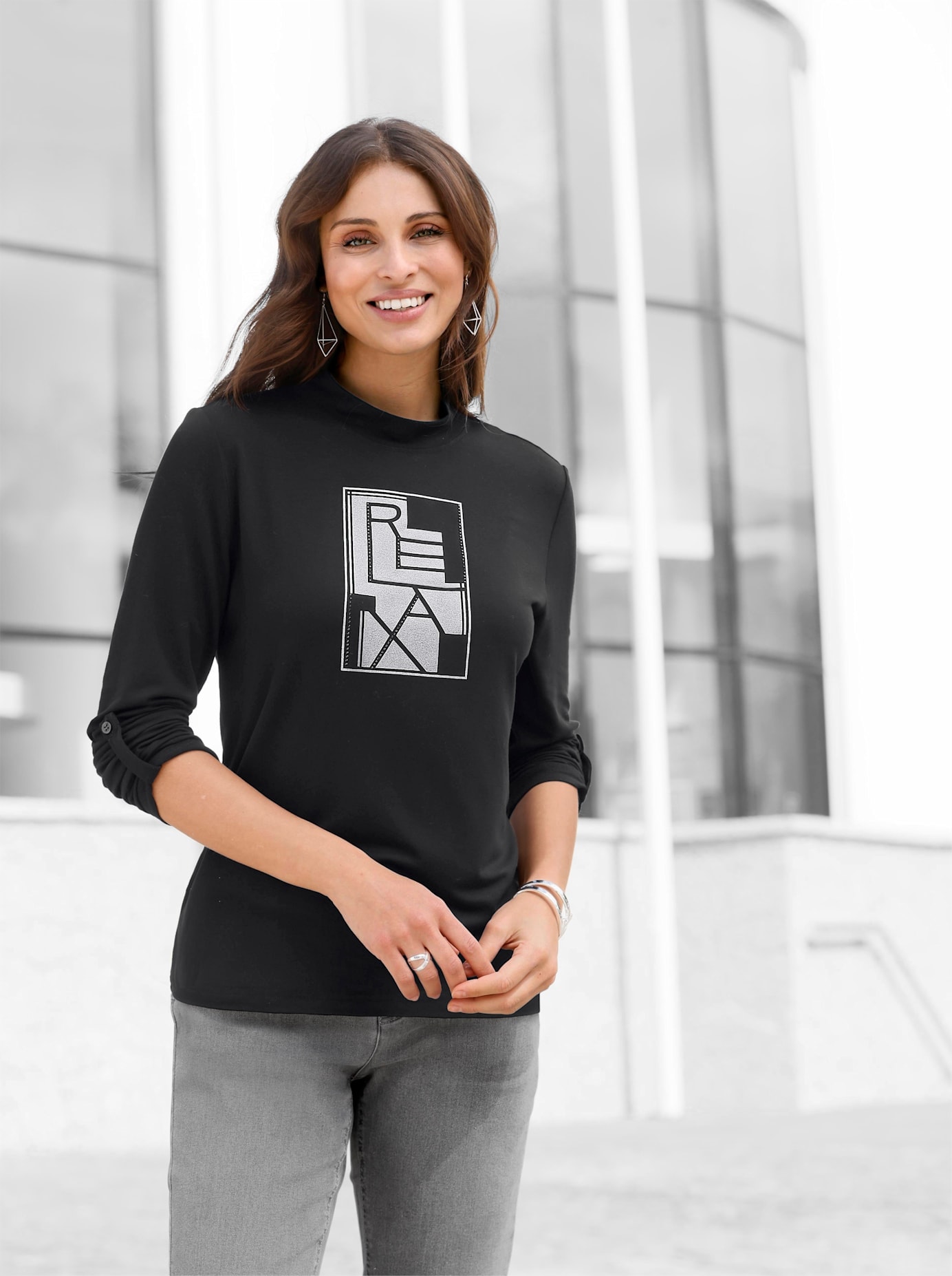 Inspirationen Stehkragenshirt "Stehkragen-Shirt" 1 Stk. tlg. günstig online kaufen