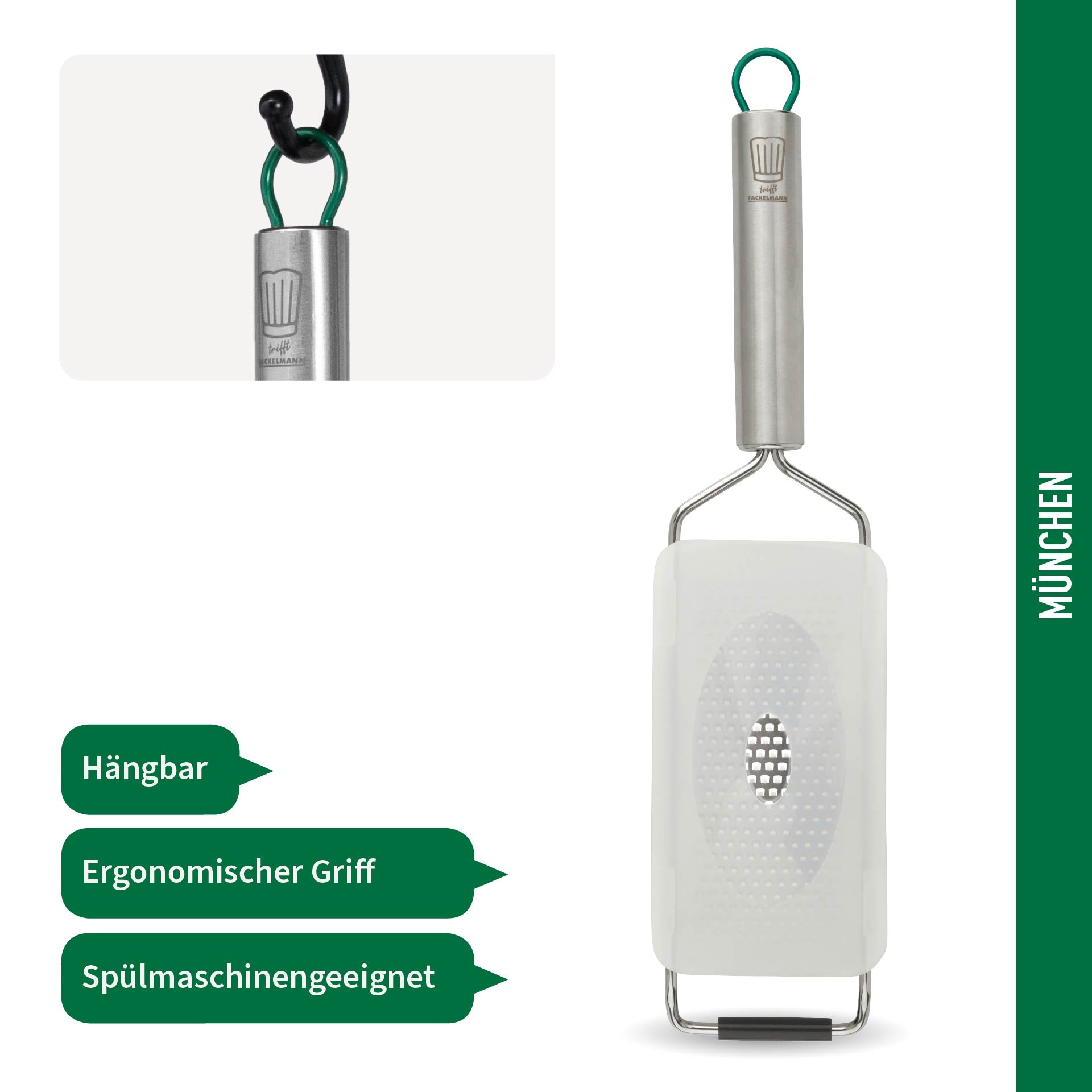 Chefkoch trifft Fackelmann Küchenreibe »München, aus Edelstahl, Reibe fein – hochwertige Ausführung«