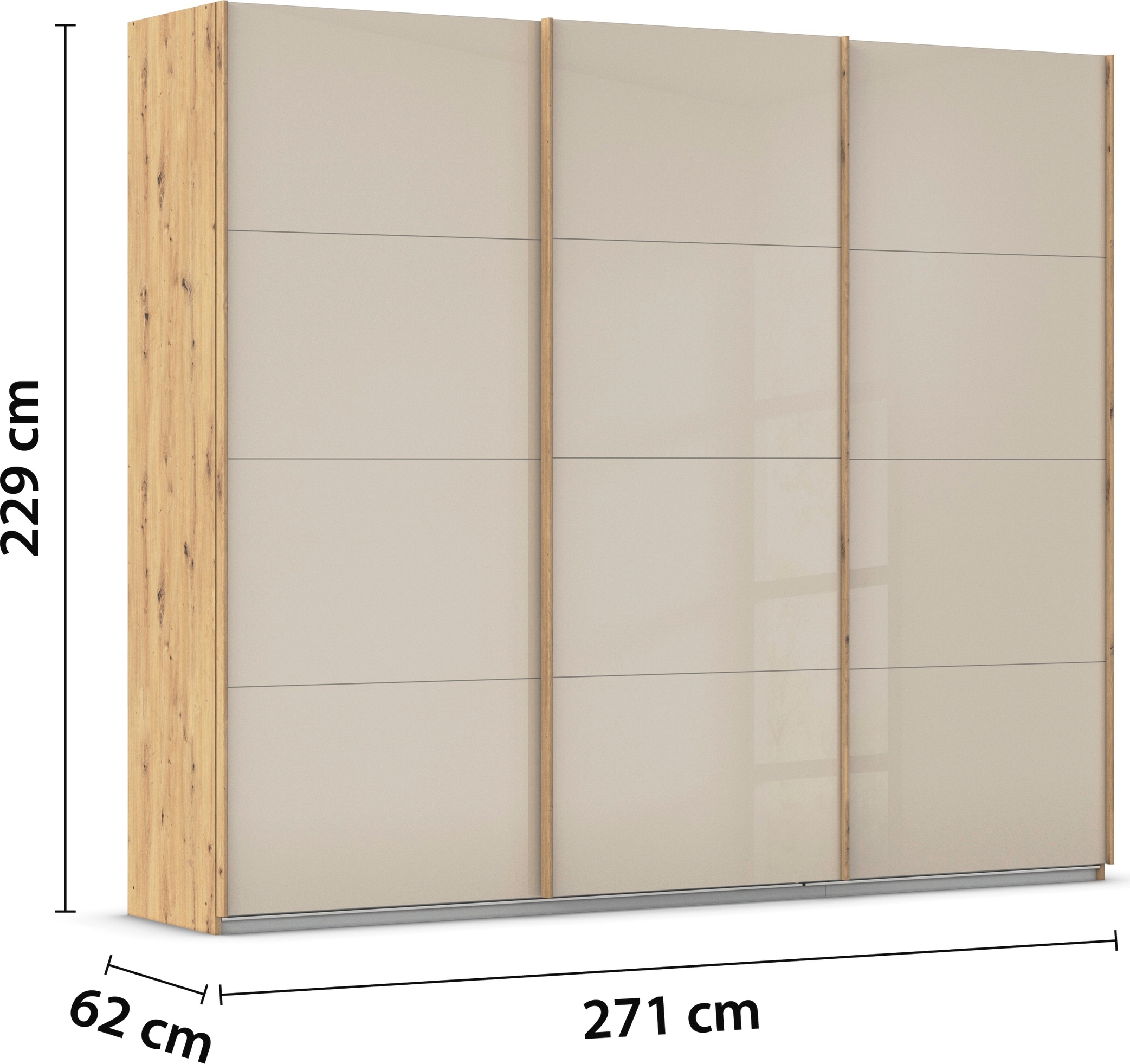 rauch Schwebetürenschrank »Kleiderschrank Schrank Garderobe AGORDO mit Glasfront«, durchdachte Innenausstattung, in 4 Breiten und 2 Höhen MADE IN GERMANY