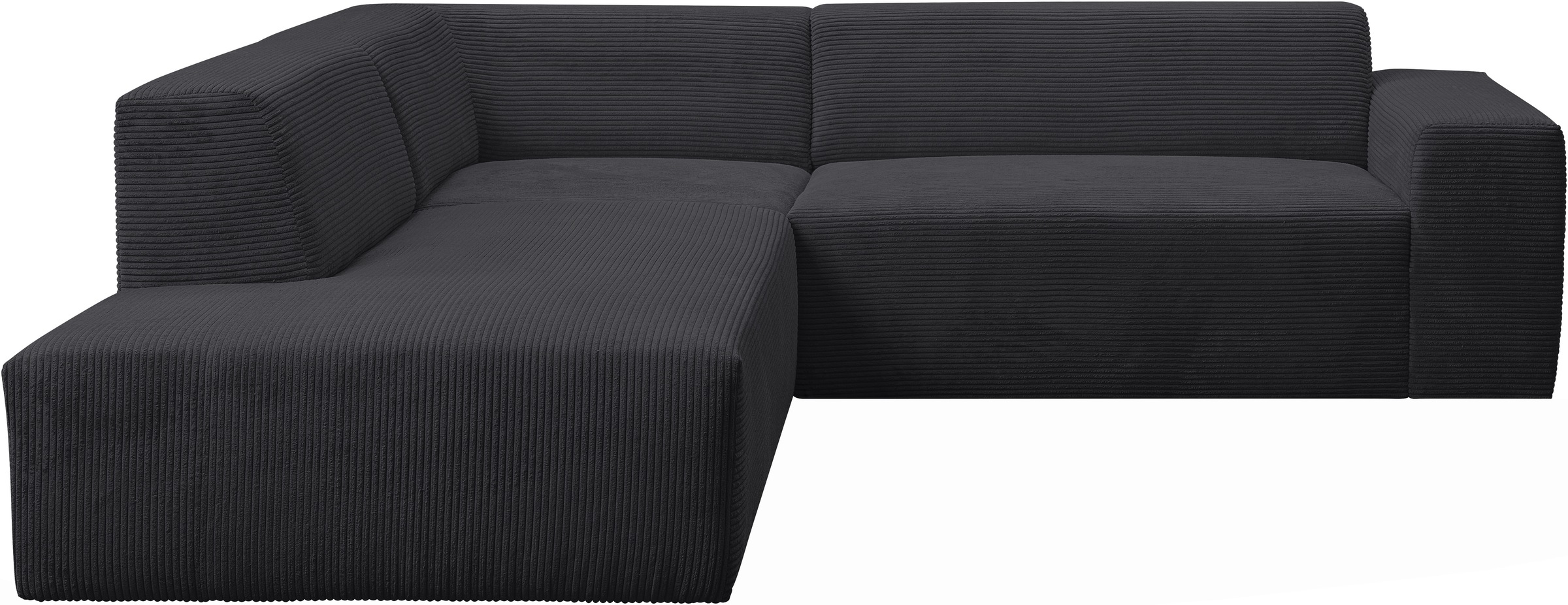WERK2 Ecksofa »Zeus-M, tolles Sofa mit schönen Details, L-Form«, Curvy Trend Garnitur, urbane Optik, komfortable Wellenunterfederung