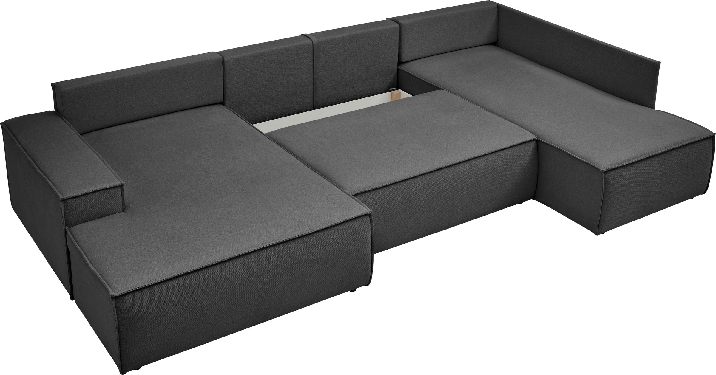 andas Wohnlandschaft »FINNLEY U-Form XXL 329 cm, Schlafsofa, Schlaffunktion m. Bettkasten«, (194/139 cm), Bouclé, Struktur und Cord