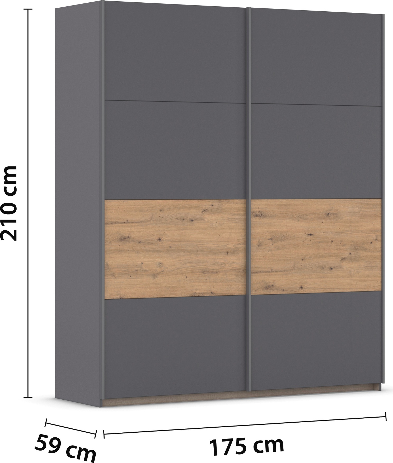 rauch Schwebetürenschrank »Kleiderschrank Schrank Garderobe Schlafzimmerschrank OXFORD«, (in 3 verschiedenen Ausstattungen BASIC/CLASSIC/PREMIUM), mit Griffleisten aus Metall, auch für kleinere Räume MADE IN GERMANY