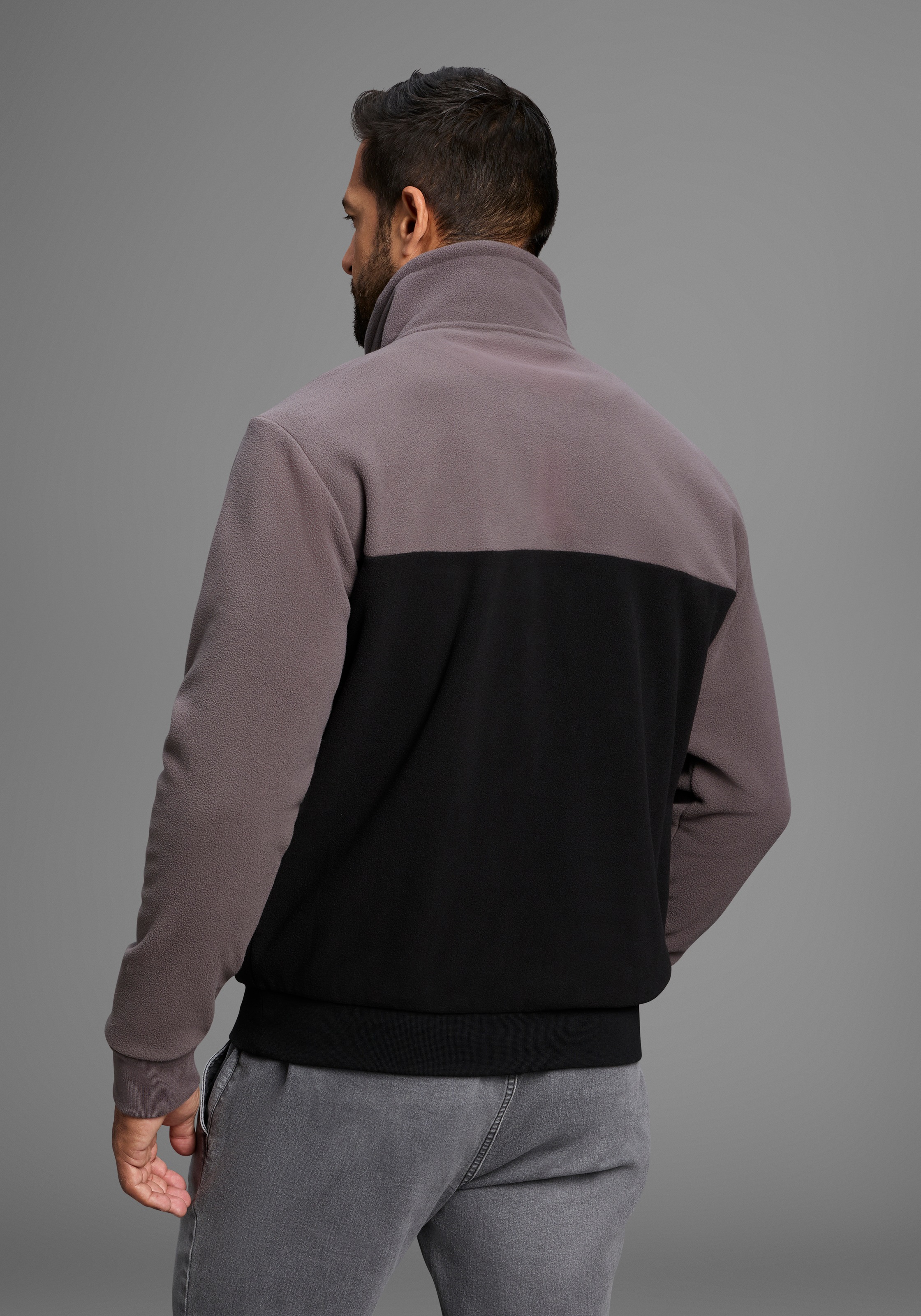 Mans World Fleecepullover, Troyer mit Kontrast-Part, ideal für den Übergang günstig online kaufen