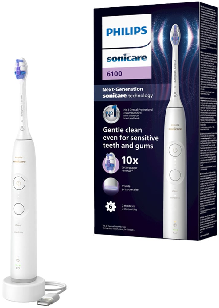 Philips Sonicare Elektrische Zahnbürste »Series 6100 HX7400/01«, 1 St. Aufsteckbürsten, mit visueller...