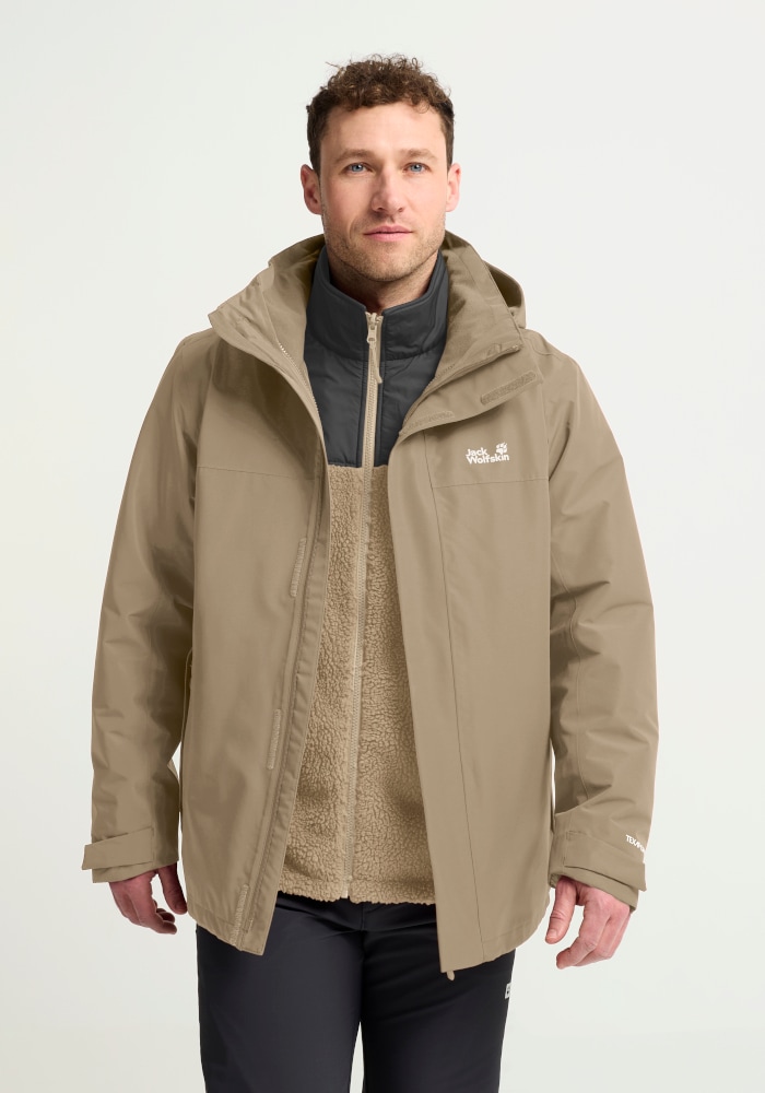 Jack Wolfskin 3-in-1-Funktionsjacke "STONELITE 3IN1 JKT M" mit Kapuze mit Kapuze, wasserdicht, winddicht, atmungsaktiv, wärmende Ausführung