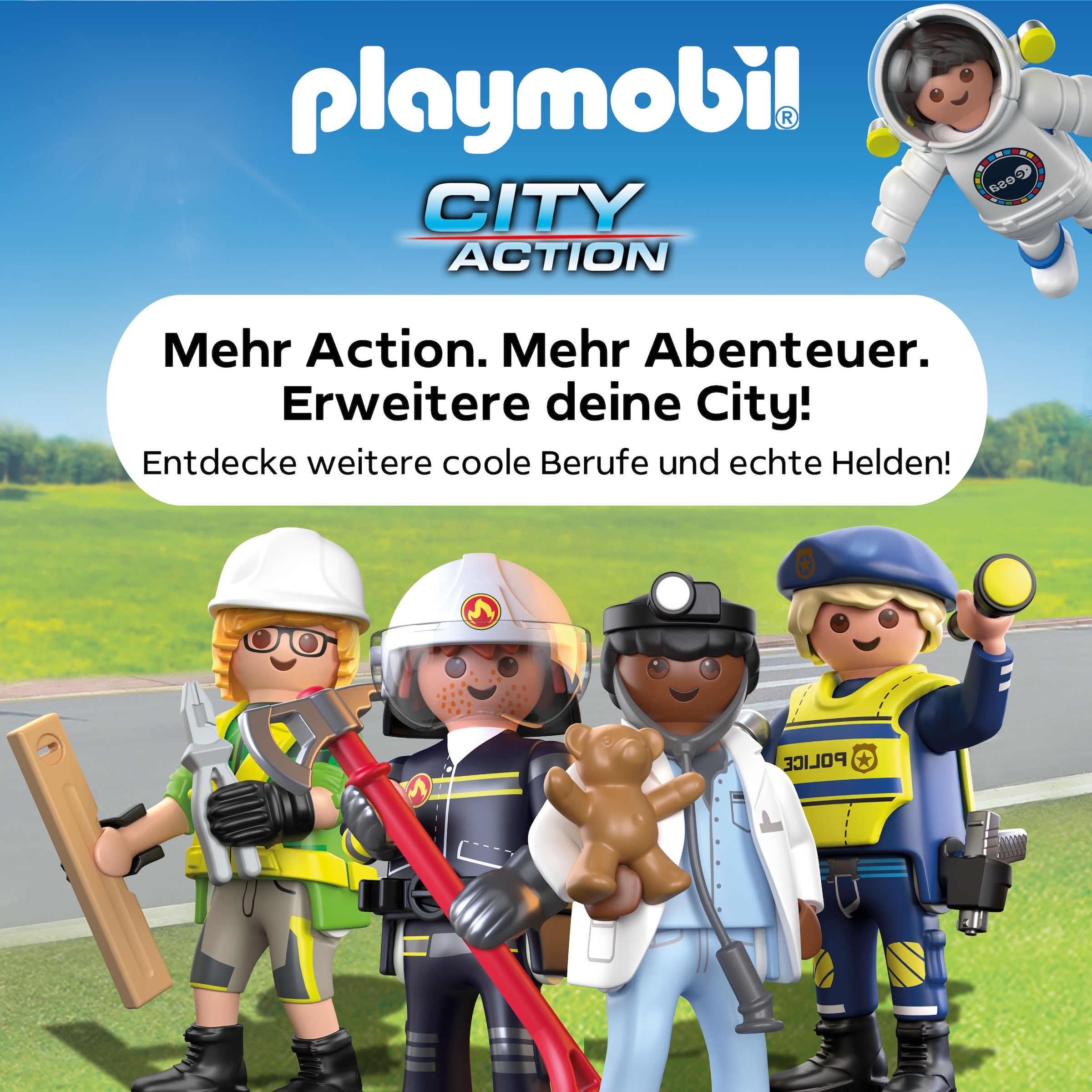 Playmobil® Konstruktions-Spielset »Baustellen-LKW mit Kran (71750), Playmobil Action Heroes«, (55 St.)