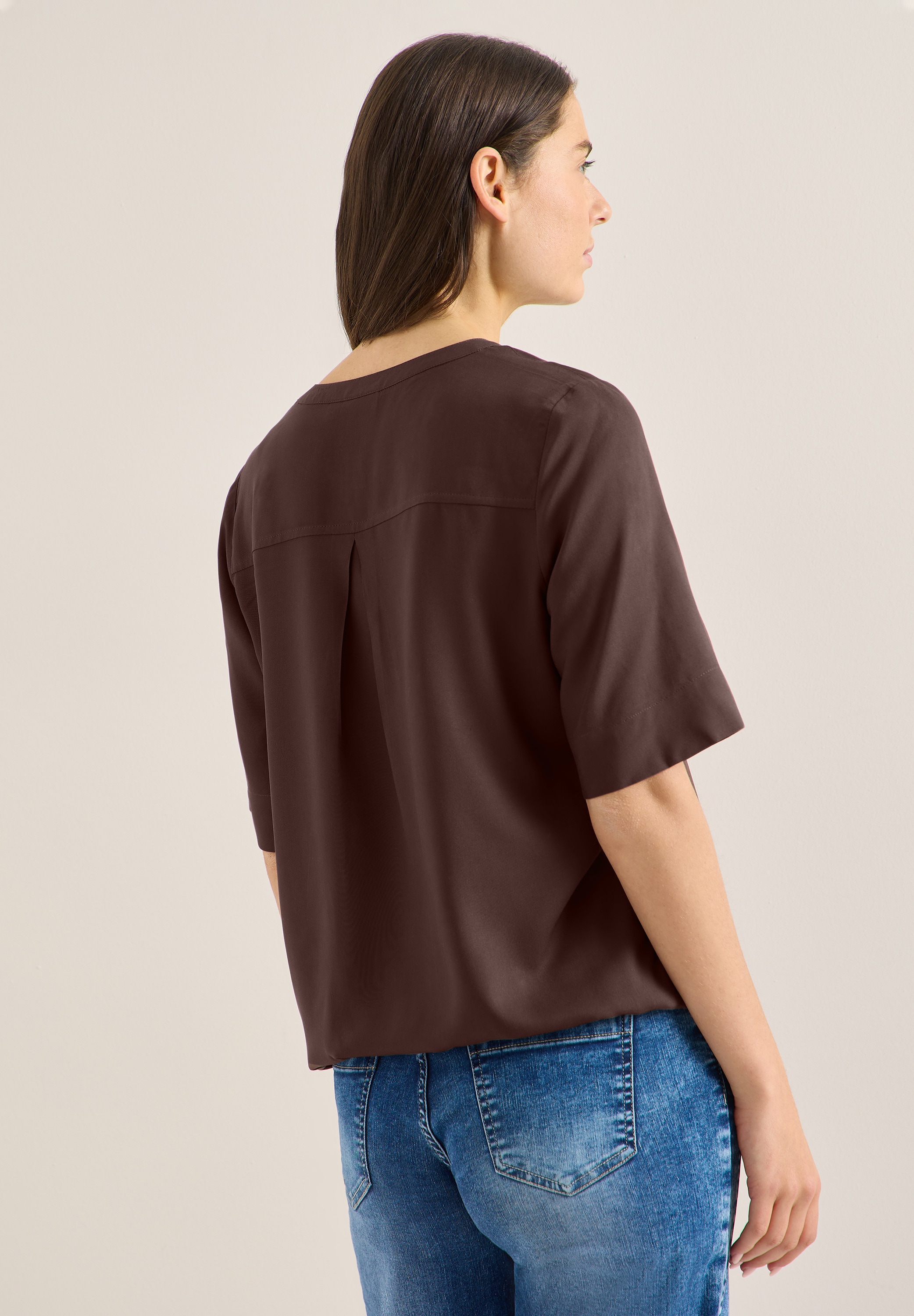 Cecil Shirtbluse mit geschlitztem Rundhalsausschnitt