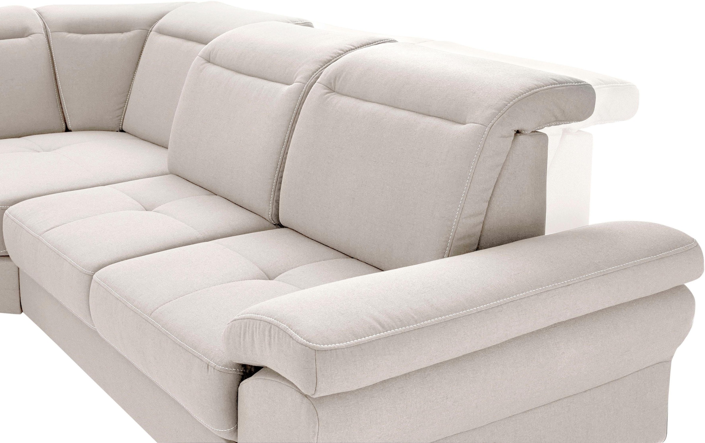 Places of Style Ecksofa »Cornwall L-Form«, incl. Sitztiefenverstellung, mit Bettfunktion und Kopfteilverstellung