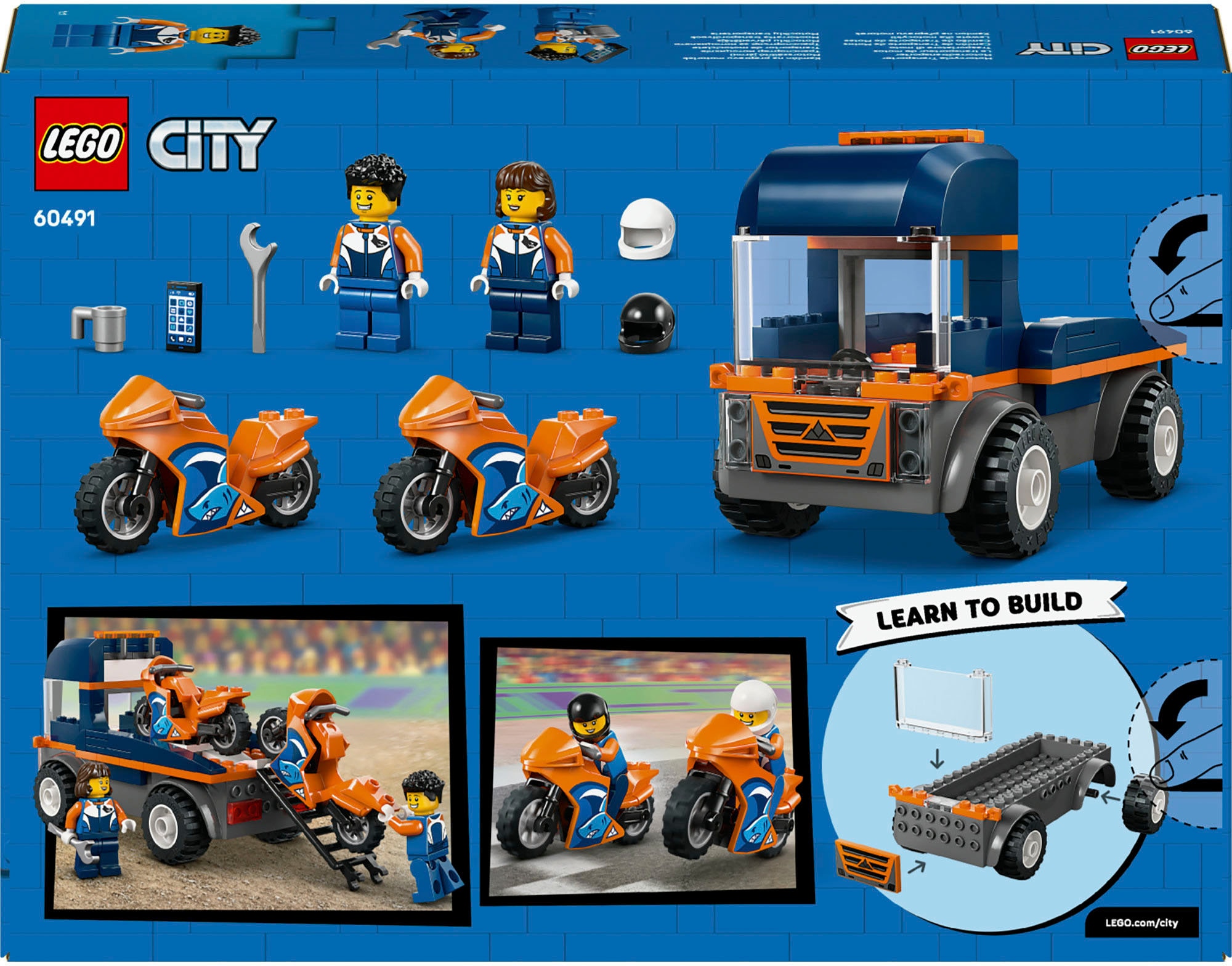 LEGO® Konstruktionsspielsteine »Motorradtransporter (60491), LEGO City« Made in Europe