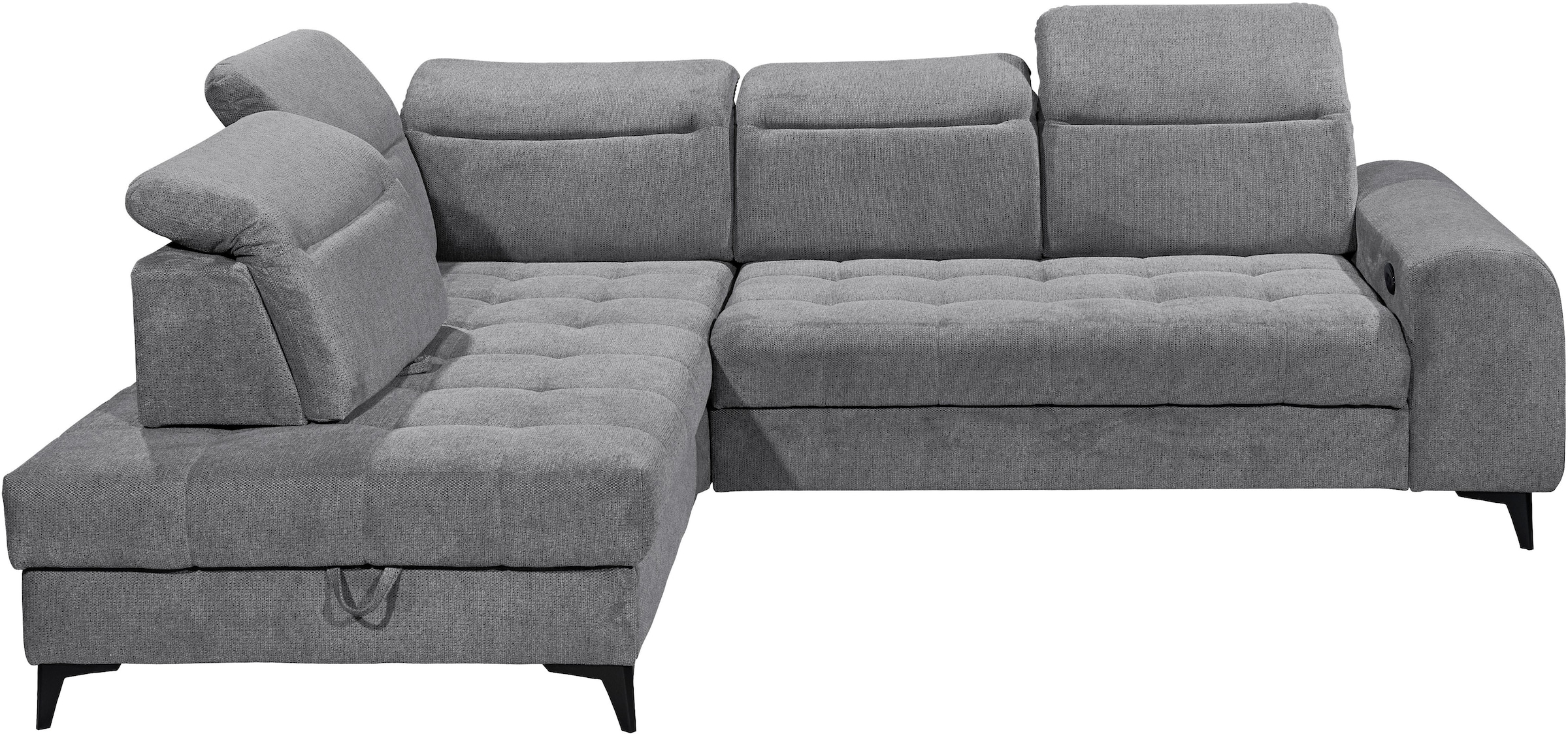 ED EXCITING DESIGN Ecksofa »Rockdale L-Form mit Bettfunktion, Bettkasten«, Kopfteilverstellung, Sitztiefenverstellung & USB-Port