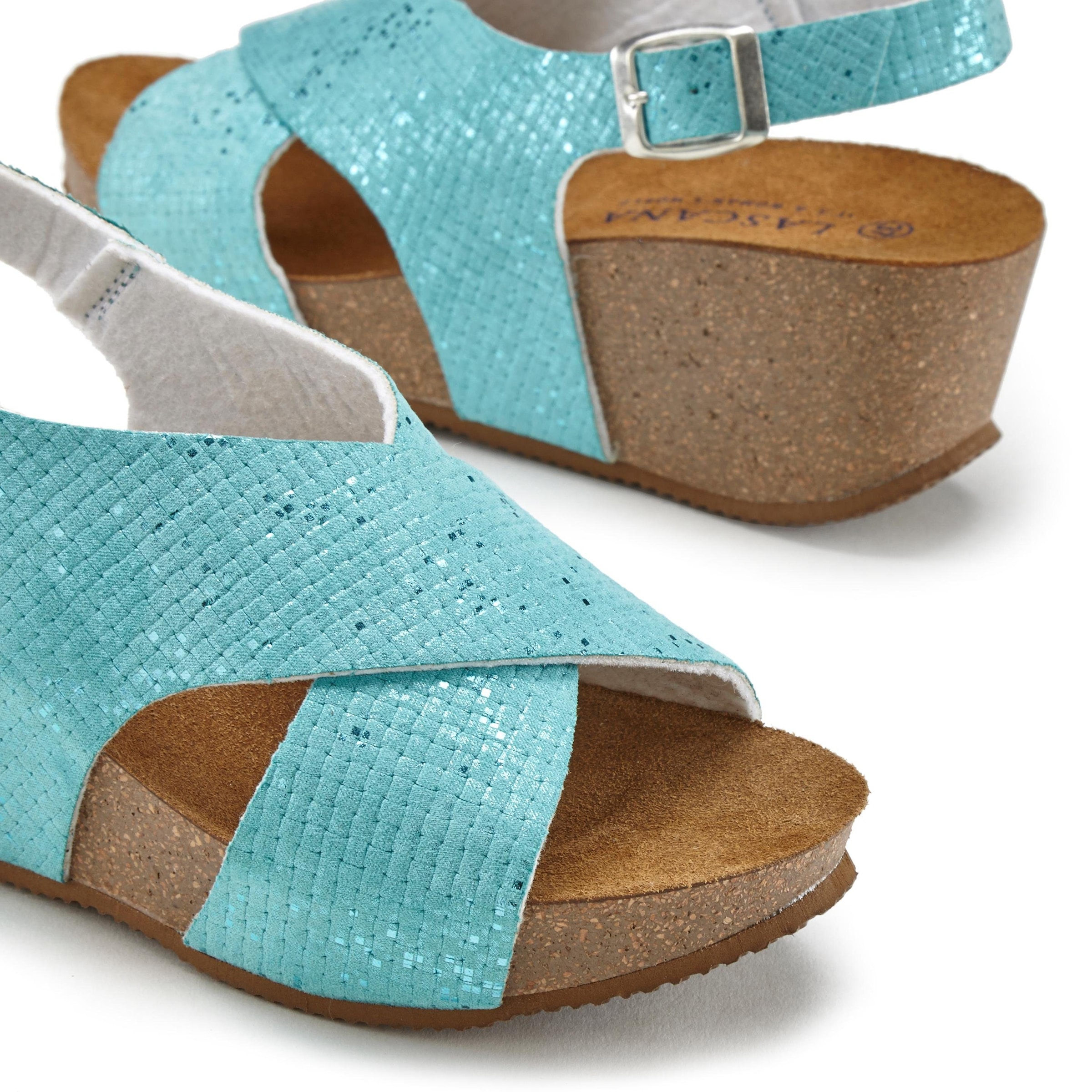 LASCANA Sandalette, Sommerschuh mit Keilabsatz und Korkfußbett