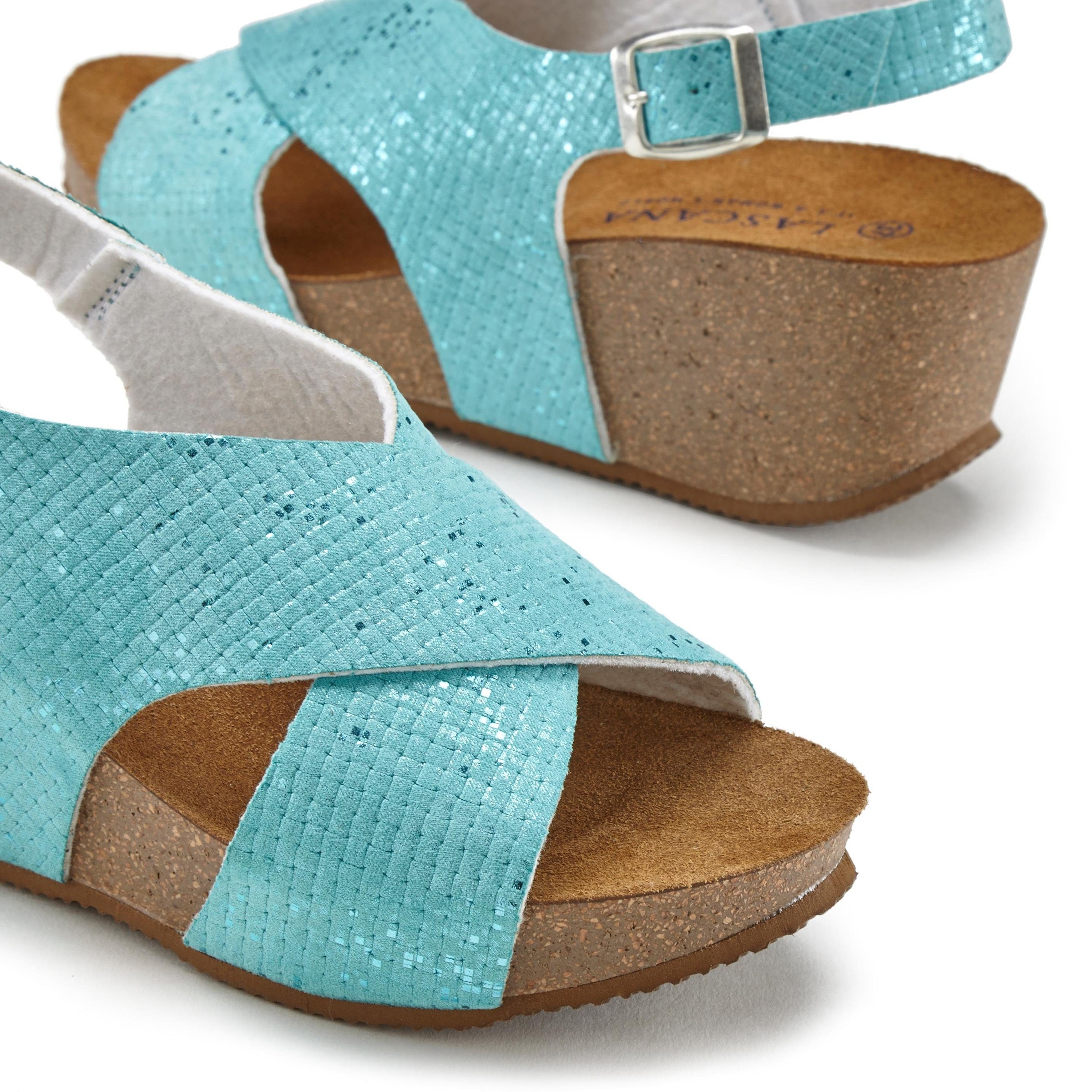 Thumbnail - LASCANA Sandalette "Sommerschuh" Sommerschuh mit Keilabsatz und Korkfußbett