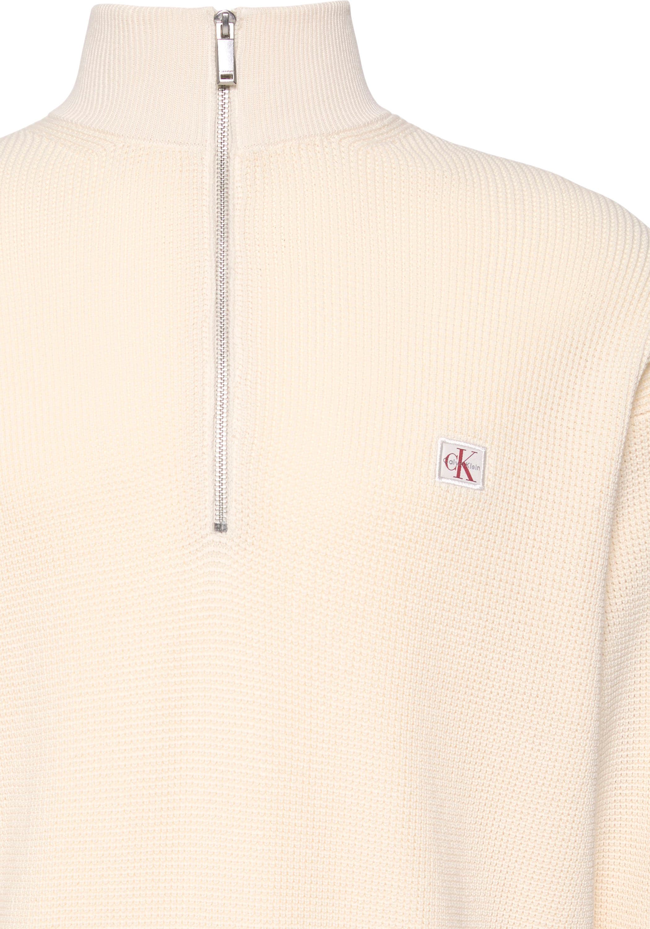 Calvin Klein Jeans Strickpullover Troyerkragen mit Reißverschluss, Regular Fit