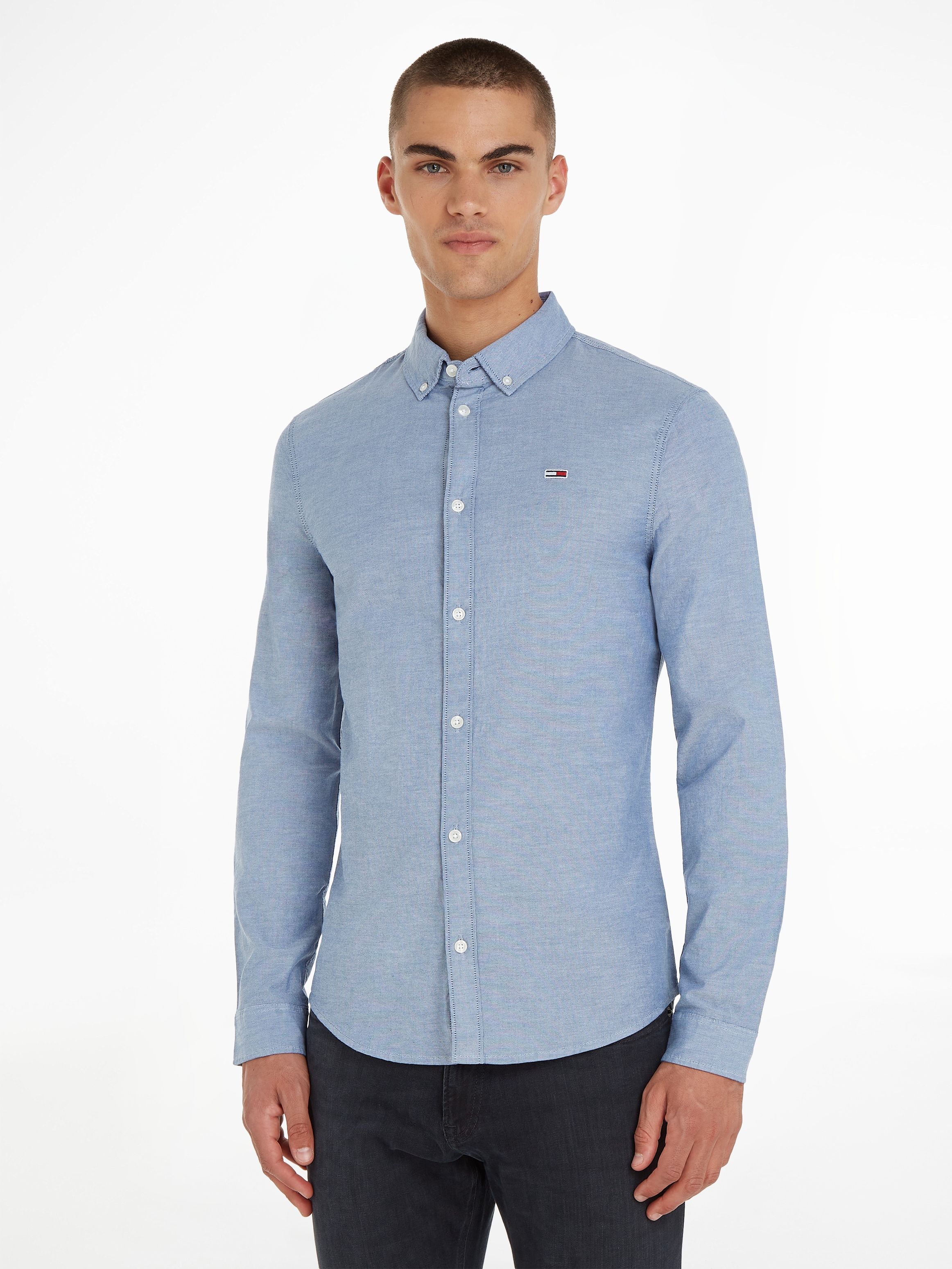 Tommy Jeans Langarmhemd "TJM Slim Stretch Oxford Shirt", mit Flaglabel auf günstig online kaufen