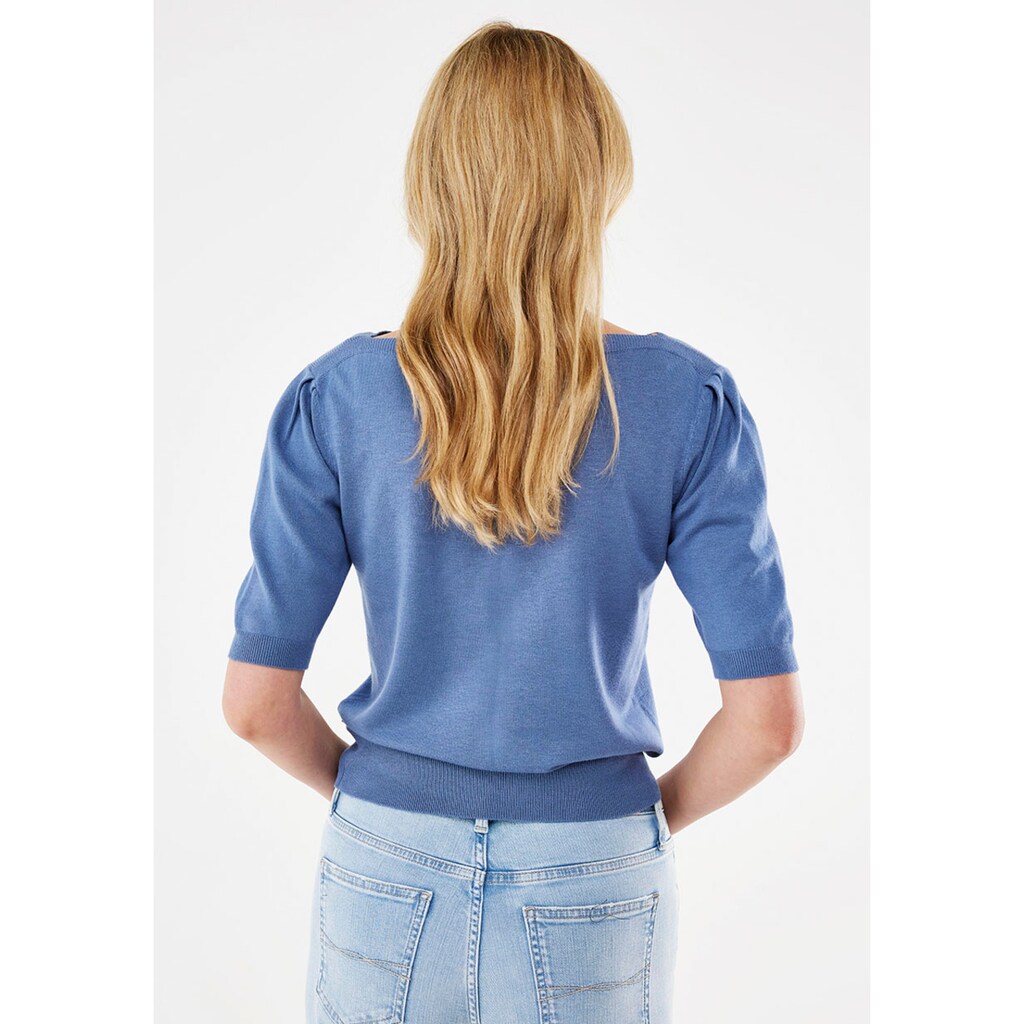 Damenmode Pullover Mexx Kurzarmpullover, mit Rippenbündchen blau Damenmode Pullover Mexx Kurzarmpullover, mit Rippenbündchen blau