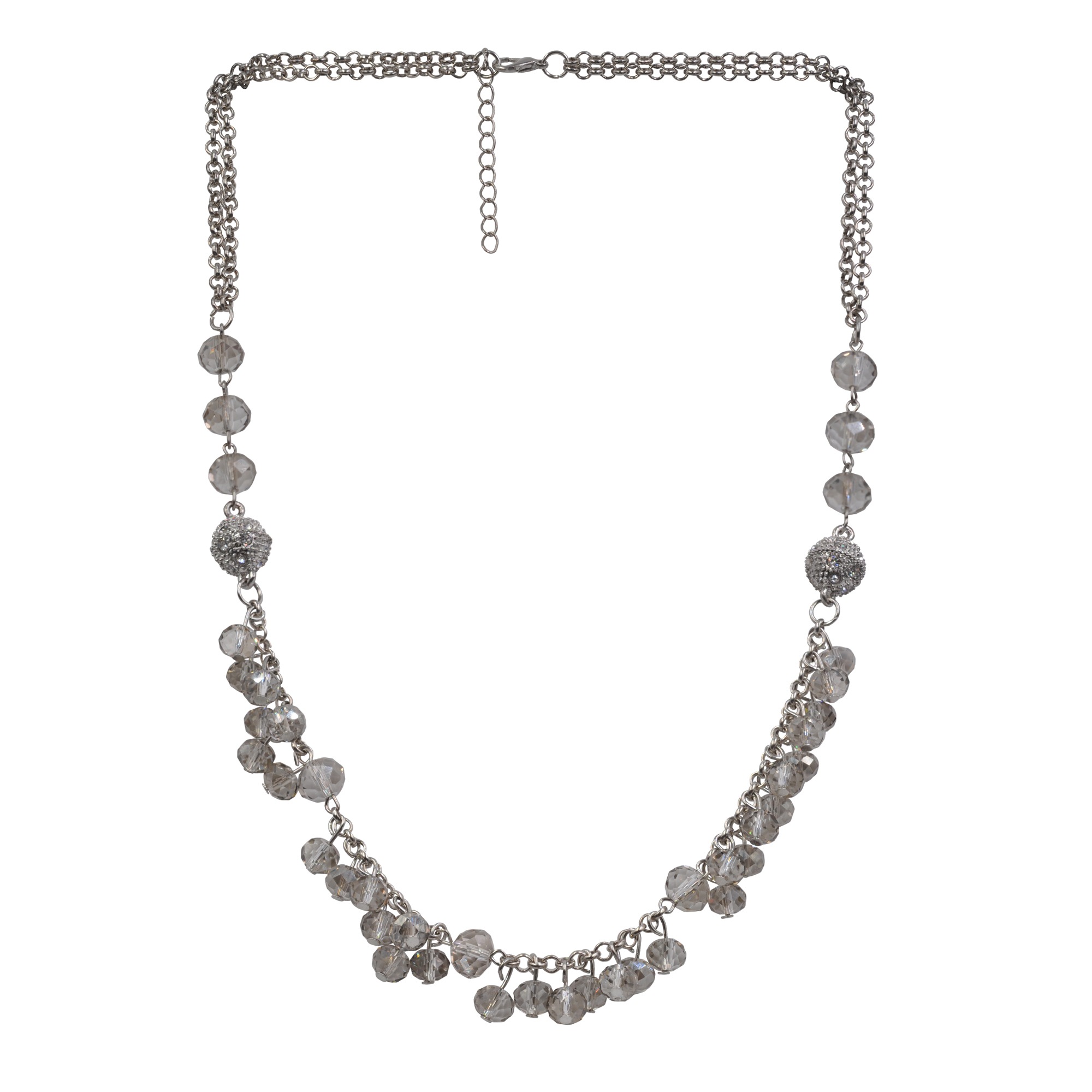 Steuer Collier-Set »Collier Armband silberfarben Ankerkette Glas Perle grau«