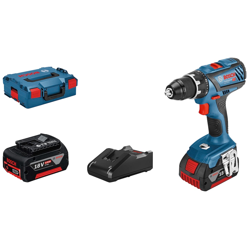 Bosch Professional Akku-Schrauber »GSR 18V-28 Professional«, (Set), mit 2x4,0 Ah Akkus und Ladegerät