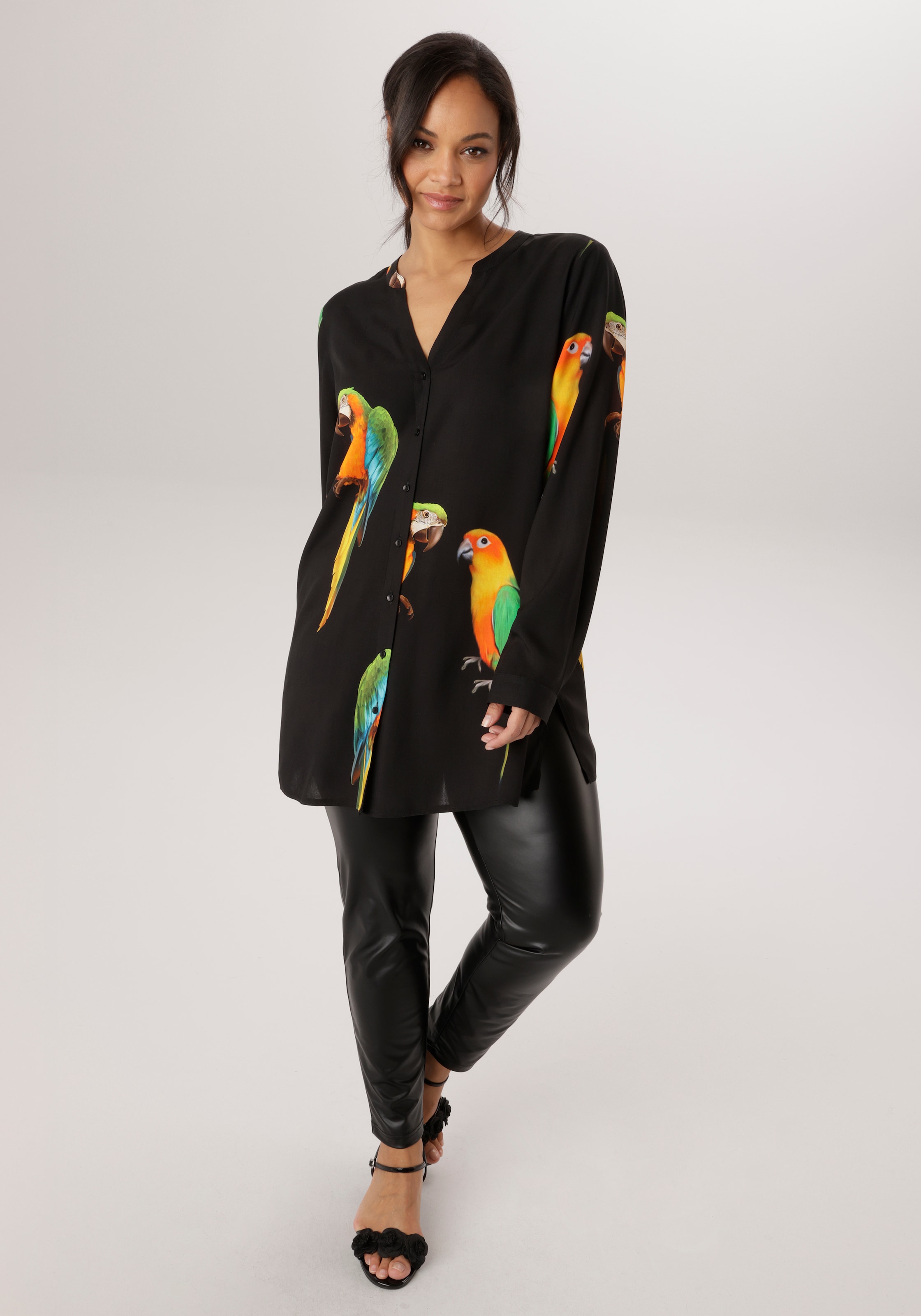 Aniston PLUS Longbluse Mit ausgefallenen Papgeien Druck - NEUE KOLLEKTION