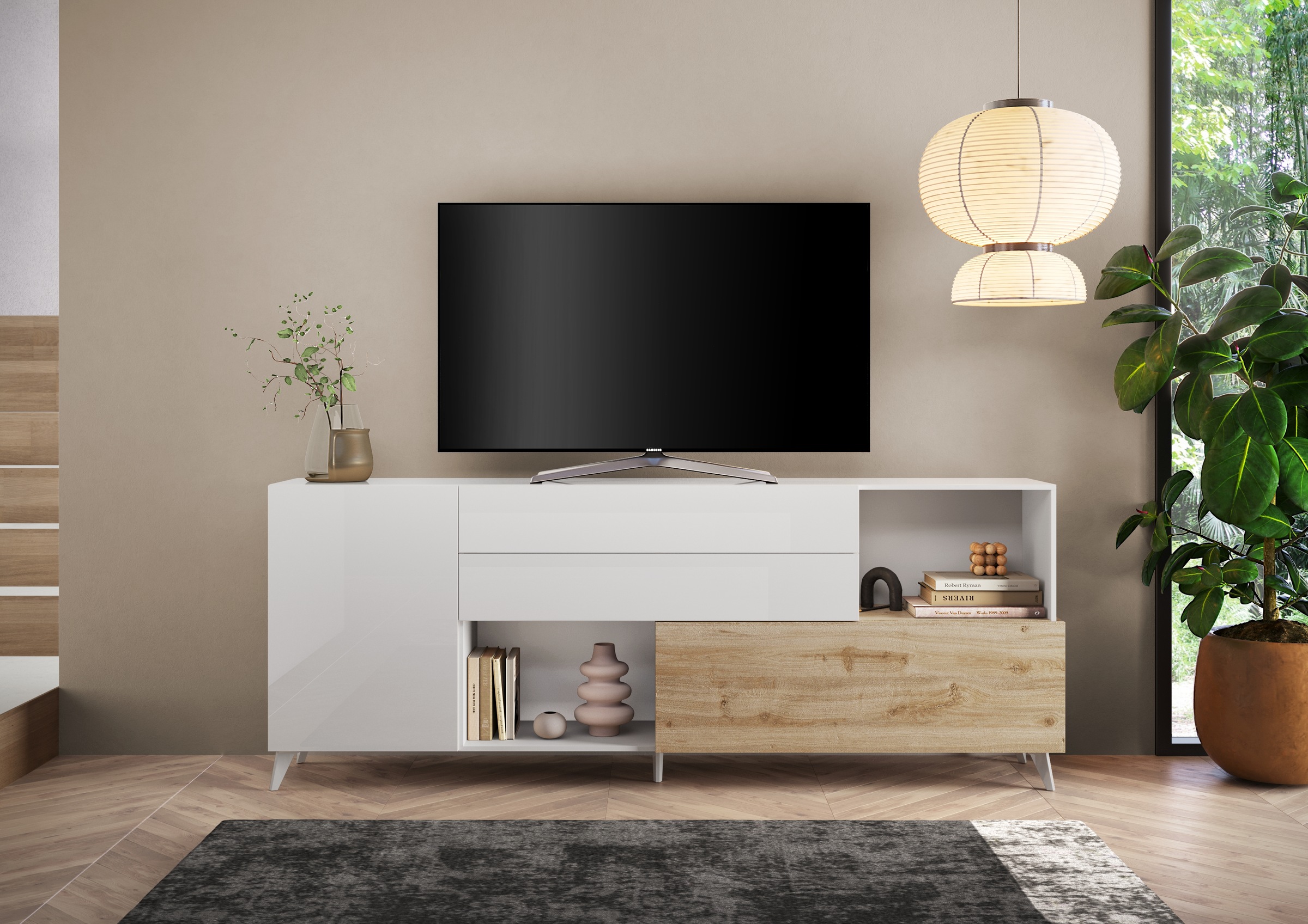 INOSIGN Sideboard »Monaco Breite 241 cm, Anrichte mit 1 Tür, 1 Klappe u. 2 Schubkästen«, Kommode, Soft/Self Closing