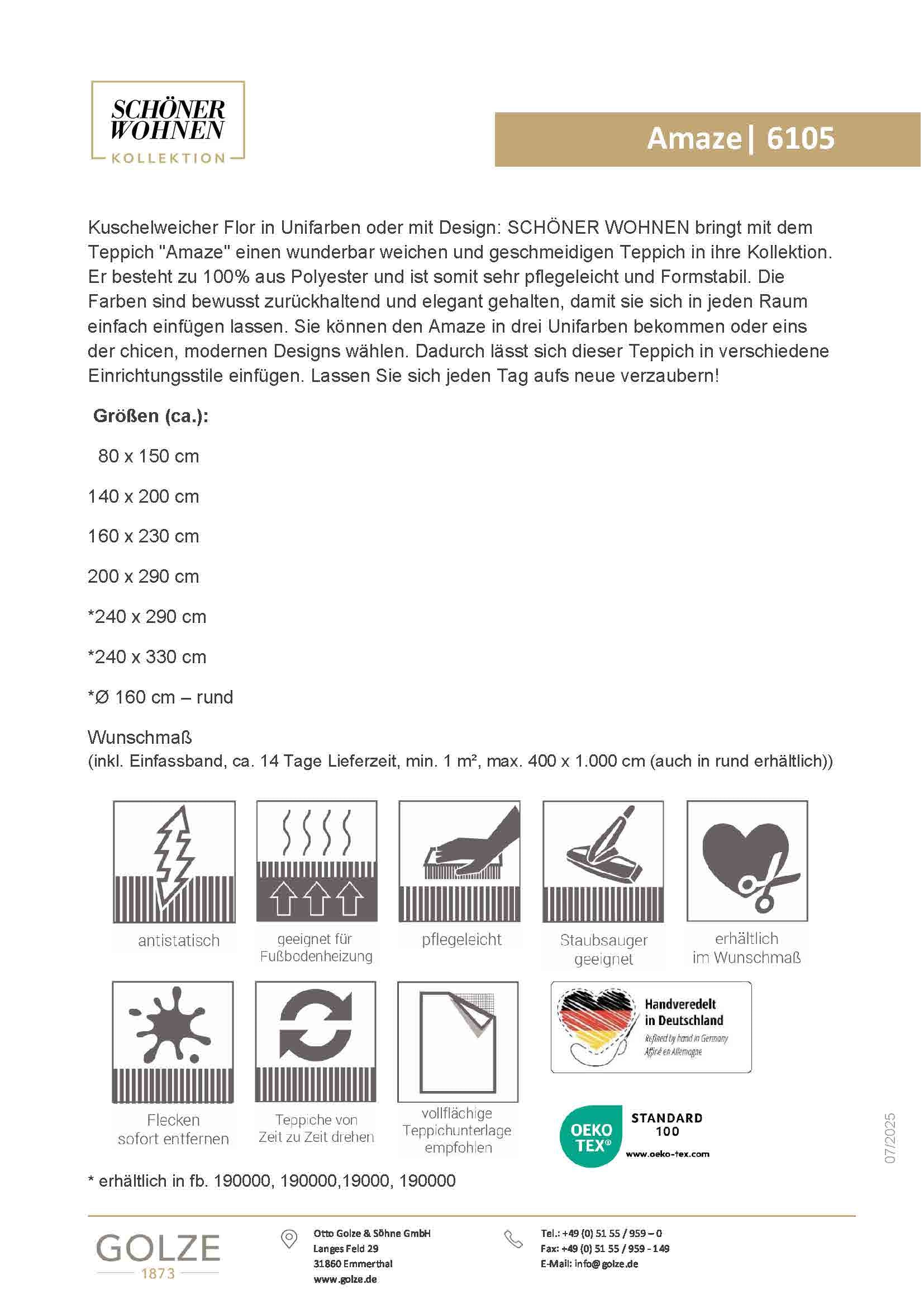 SCHÖNER WOHNEN-Kollektion Teppich »Pure 190« rechteckig 21 mm Höhe Wohnzimmer, Schlafzimmer, uni, leichter Glanz, robuster Kurzflor