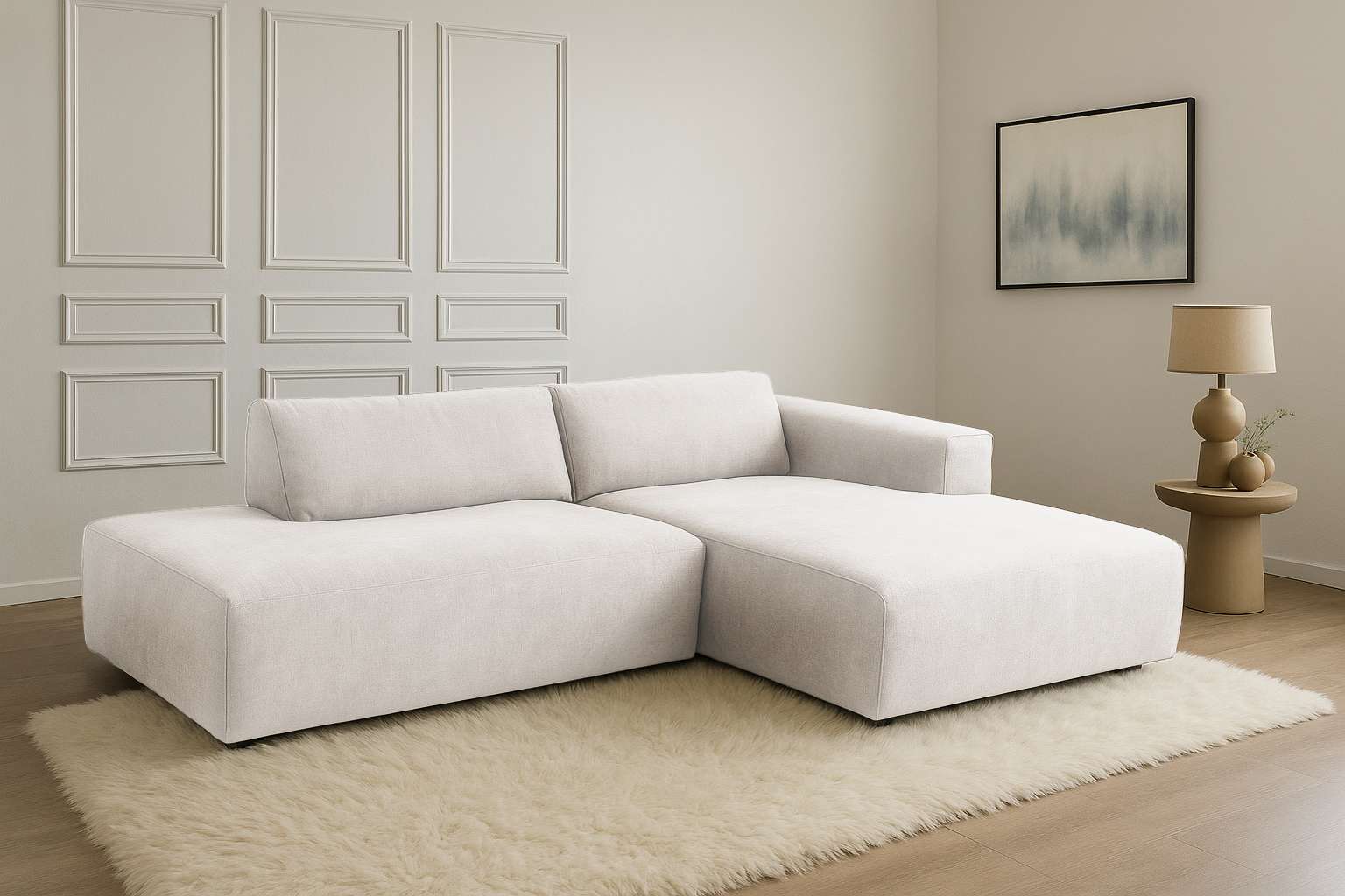 Home affaire Ecksofa "Noord mit Kedernaht, Breite 227 cm, L-Form" Cord, Struktur, Webstoff, mit Wellenunterfederung, Massivholzrahmen