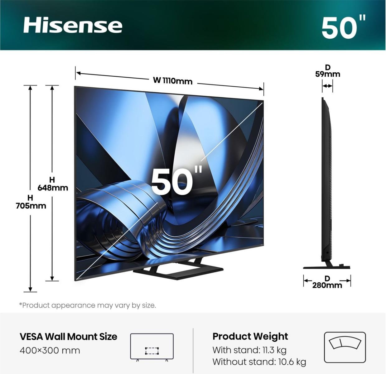 Hisense QLED-Fernseher »50U7DSE« 126 cm/50 ″ Smart-TV