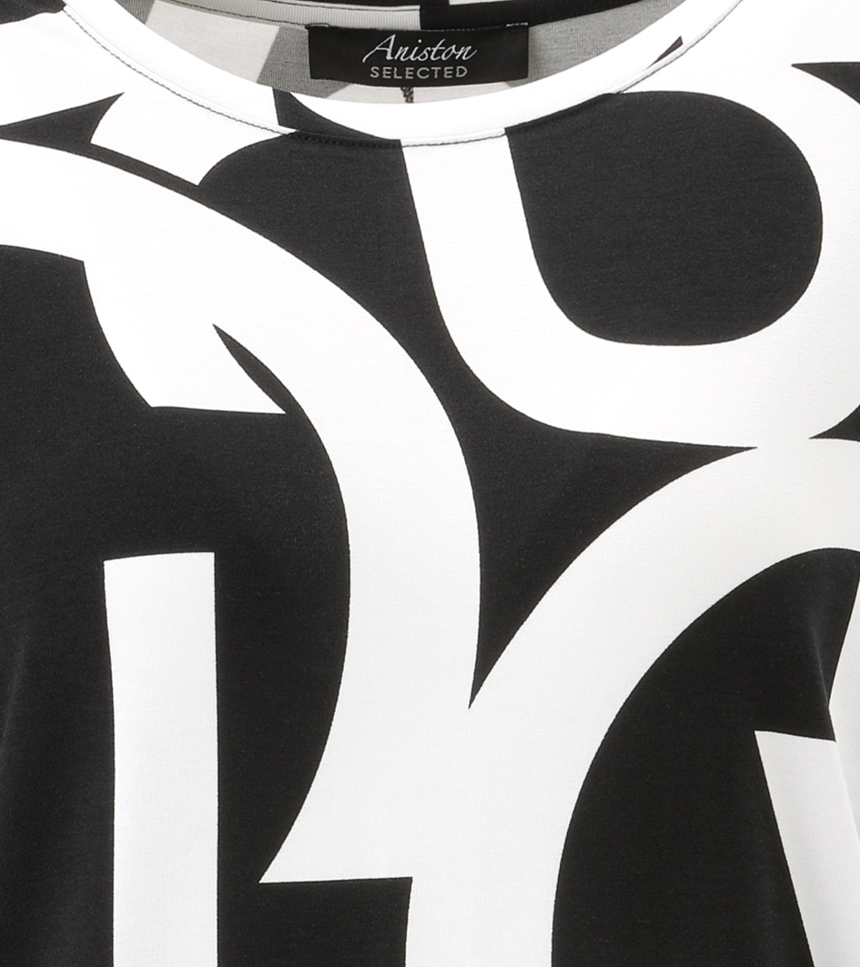 Aniston SELECTED 3/4-Arm-Shirt mit Grafikdruck und großflächigem Buchstabenmuster - NEUE KOLLEKTION