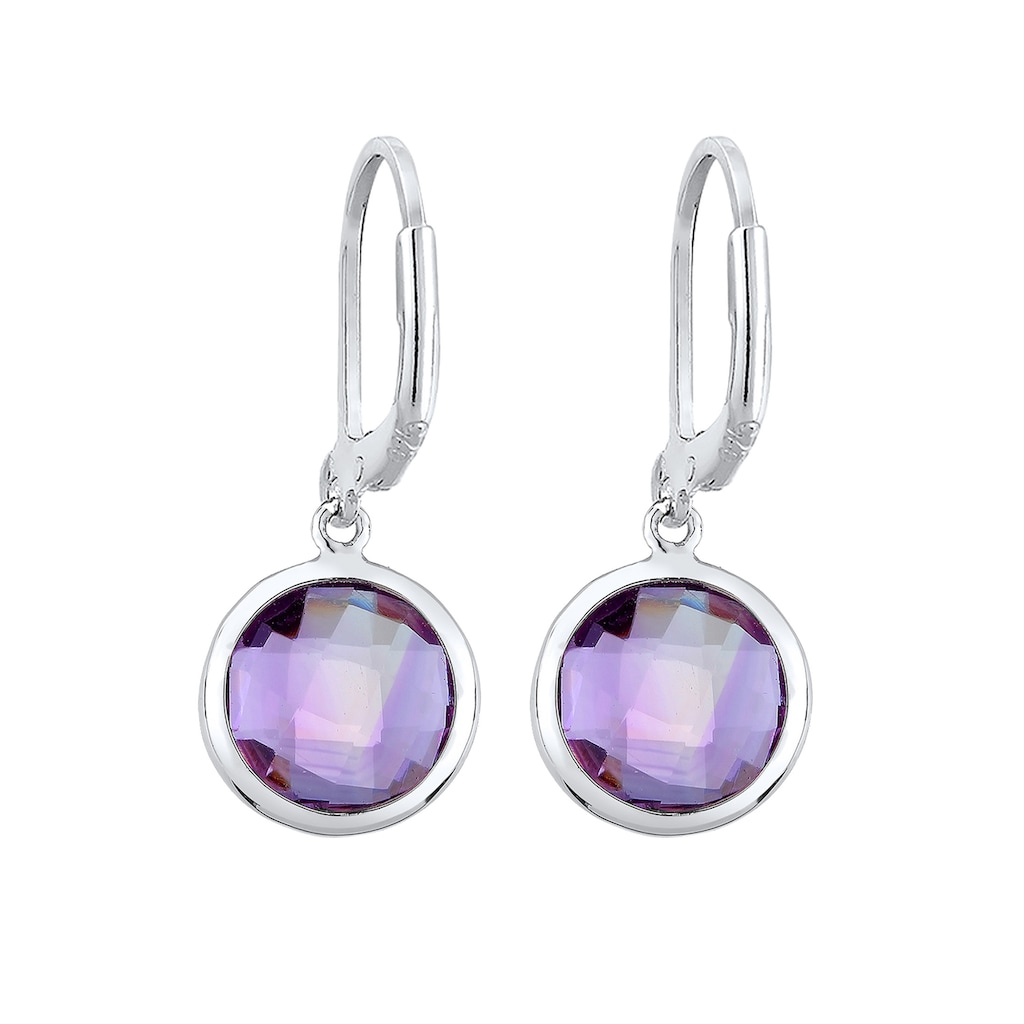 Elli Paar Ohrhänger »Edelsteine Oval Amethyst 925 Silber«