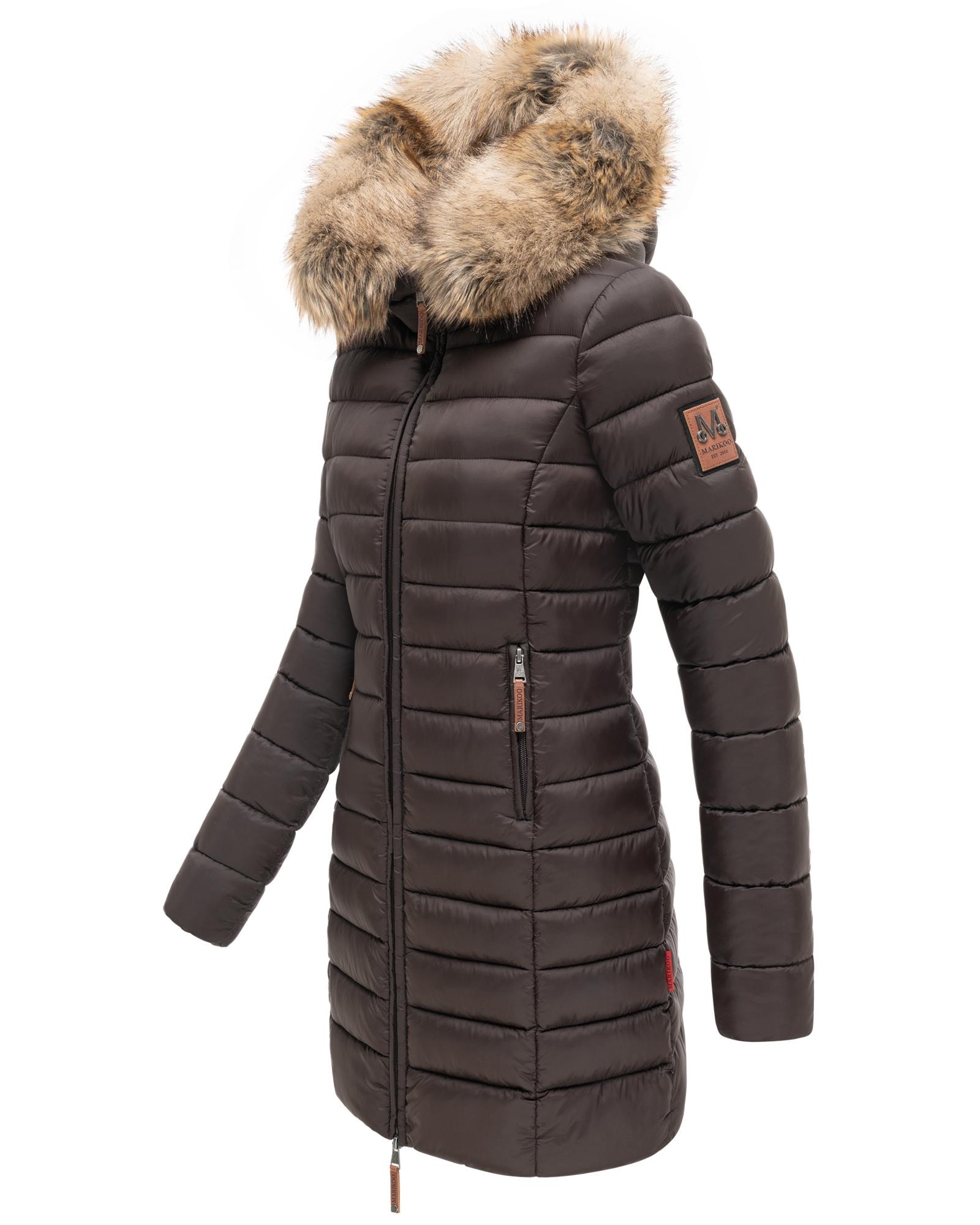 Marikoo Steppmantel »Rose-Stepp« zeitloser Winterparka mit großer Kunstfellkapuze