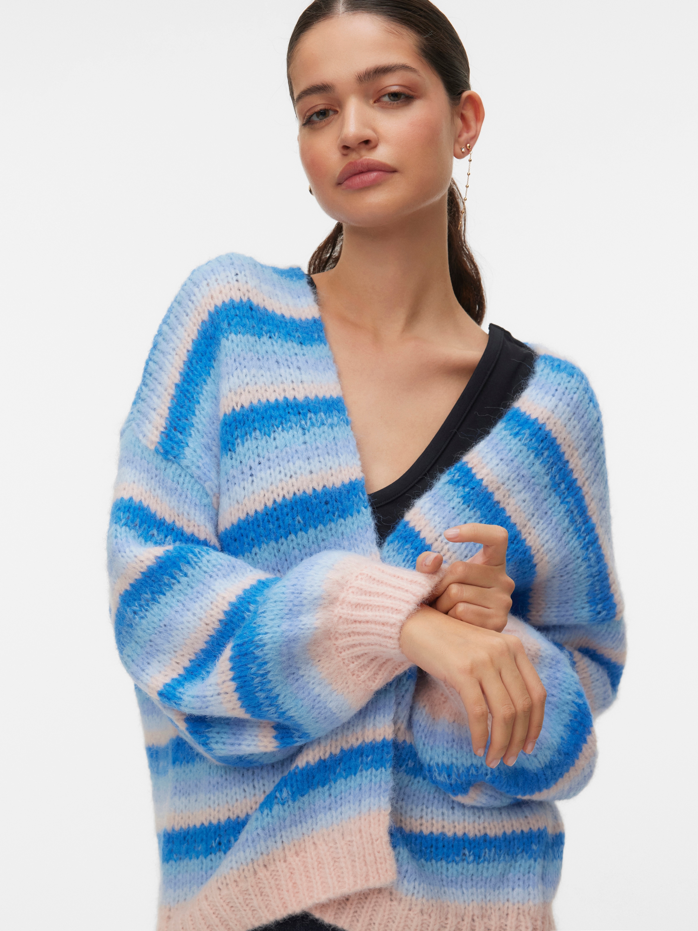 Vero Moda Strickjacke "VMMAYBE STRIPE LS OPEN CARDIGAN NOOS" Kunstfaser, lo günstig online kaufen