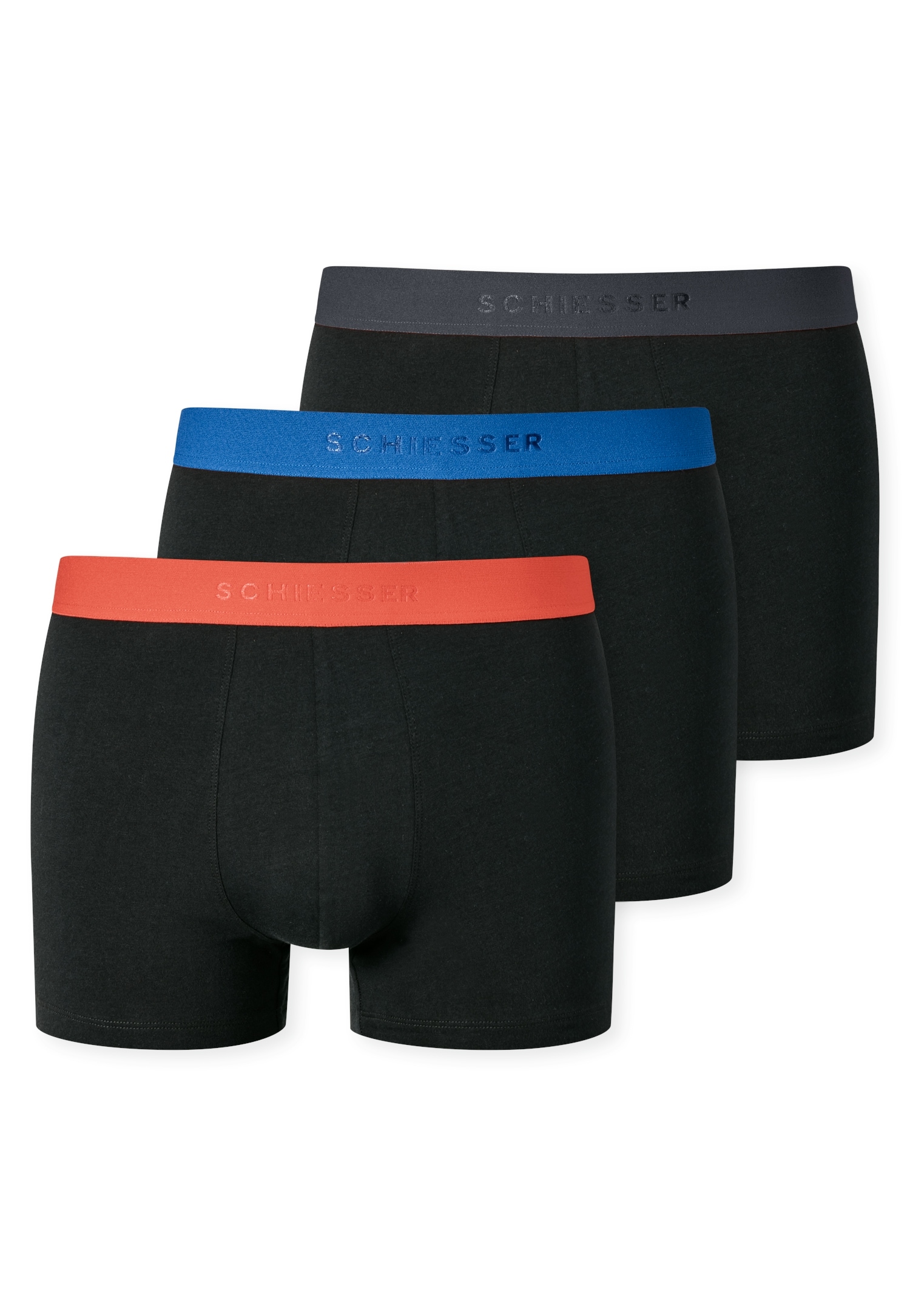 Schiesser Boxershorts »"95/5"«, (3er-Pack), mit farblich abgesetztem, sportlichem Logo-Webgummibund